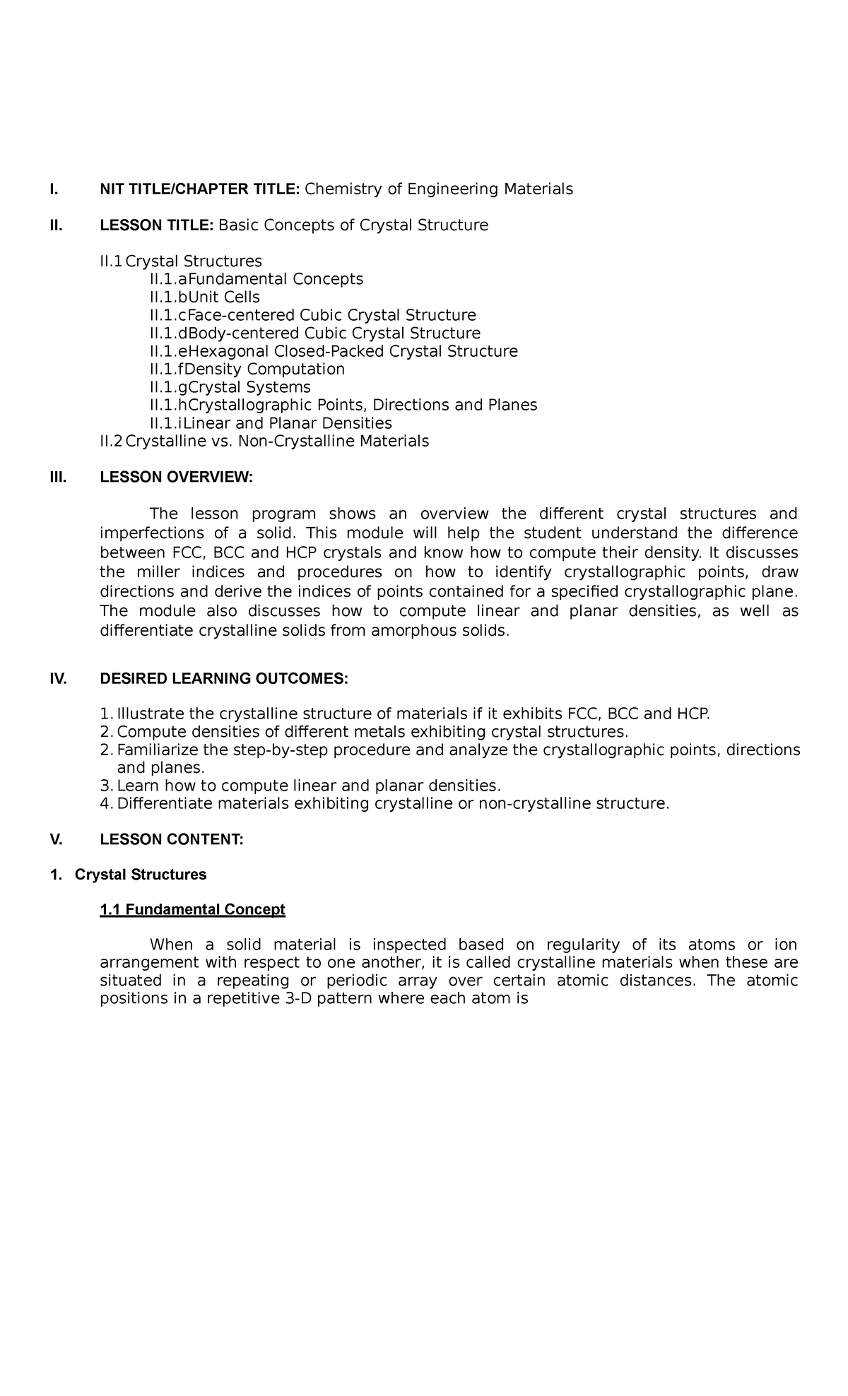 Chemistryfor Engineers Module 3 Week4 5 - I. NIT TITLE/CHAPTER TITLE ...