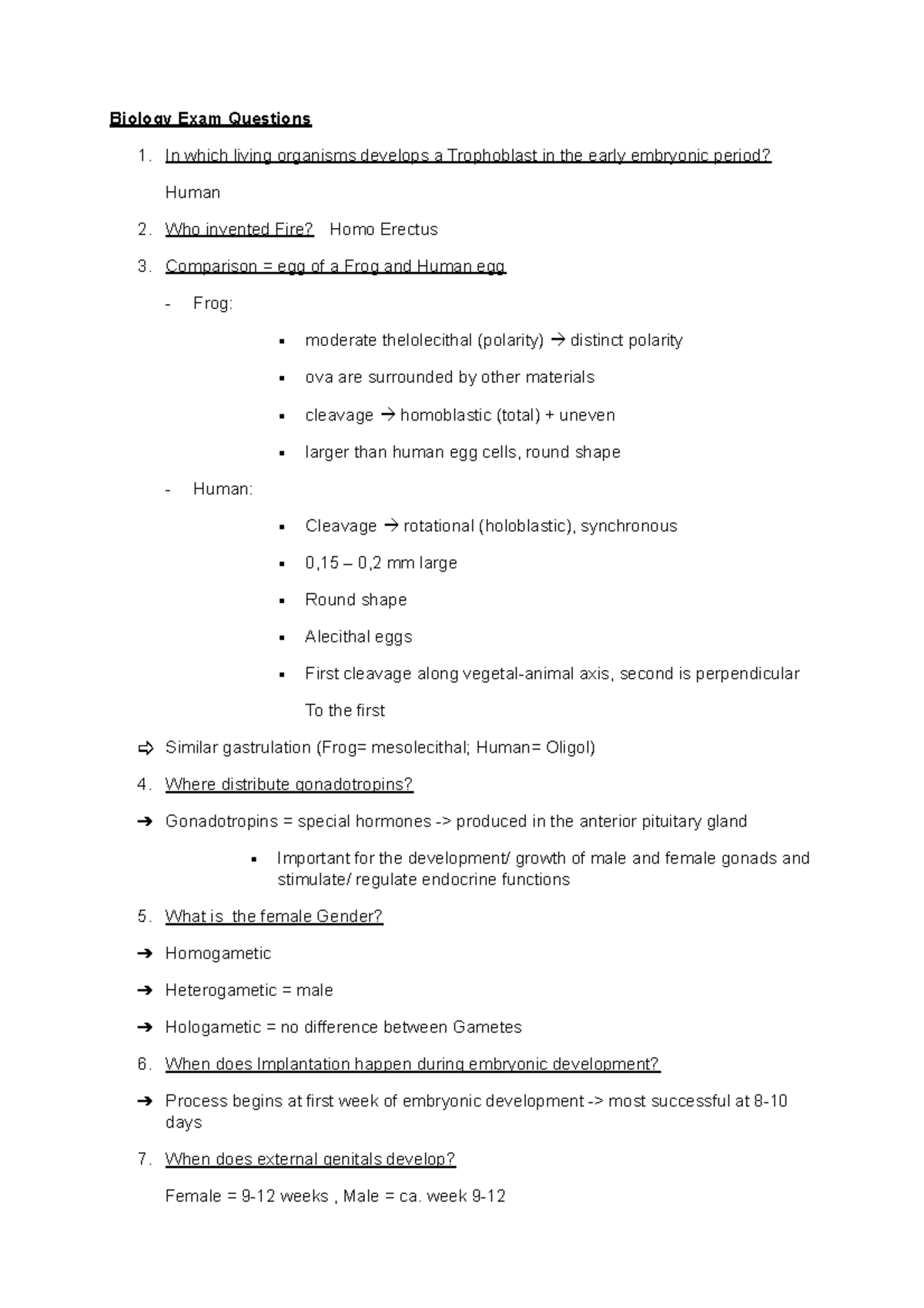 Biology Exam Questions - In which living organisms develops a ...