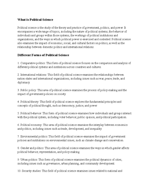 Final exam notes - Notes: Part 1- In a presidential system, the ...