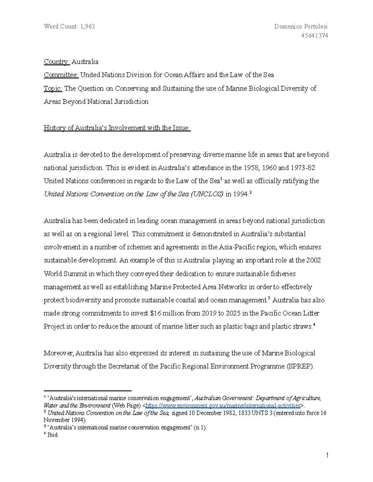 National Statement - Grade: 70 - Word Count: 1,963 Domenico Portolesi ...