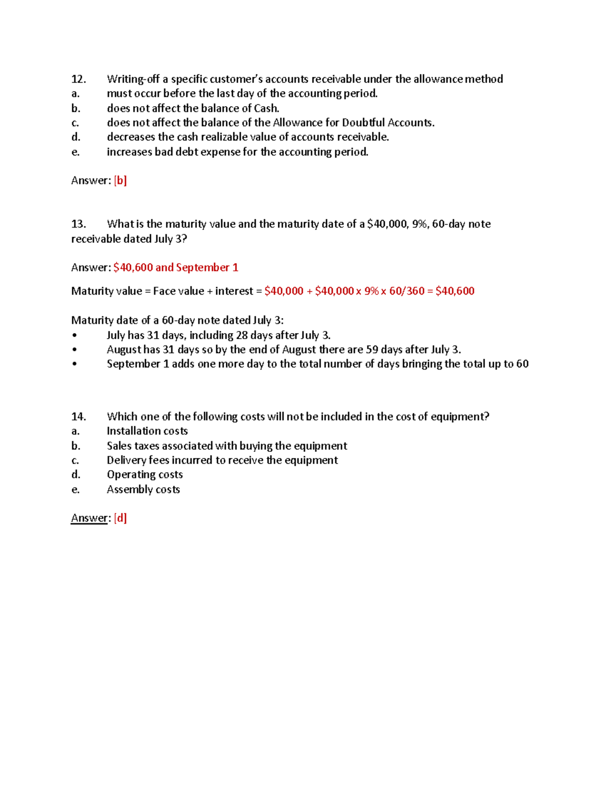 Exam 2 P8 - Practice Exam With Answers Page 8 - Writing-off A Specific ...