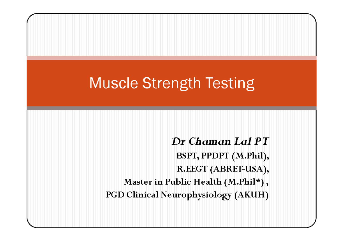 Manual Muscle Testing By Dr Chaman Lal PT - Muscle Strength ...