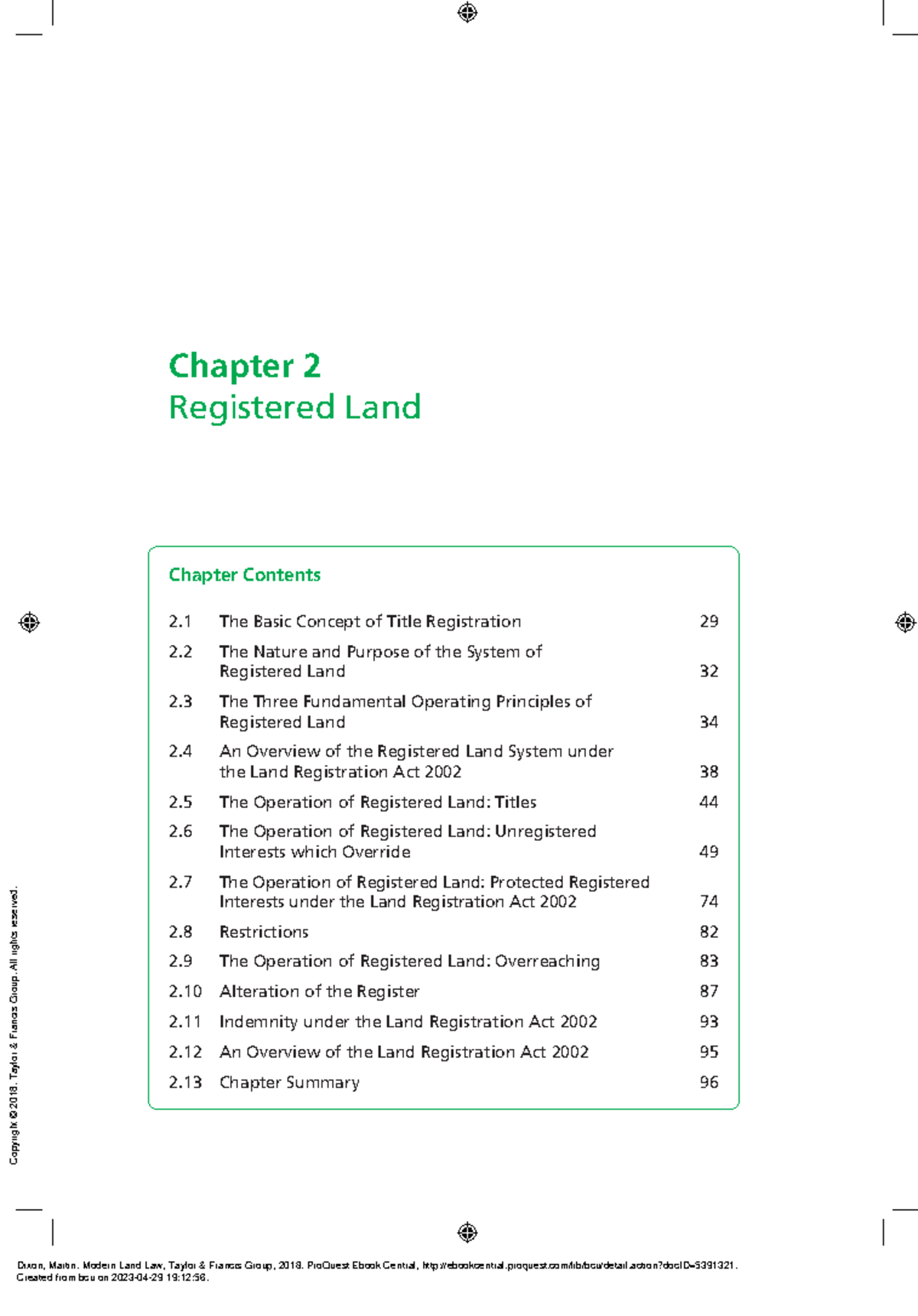 Modern Land Law (2 Registered Land) Chapter 2 Registered Land