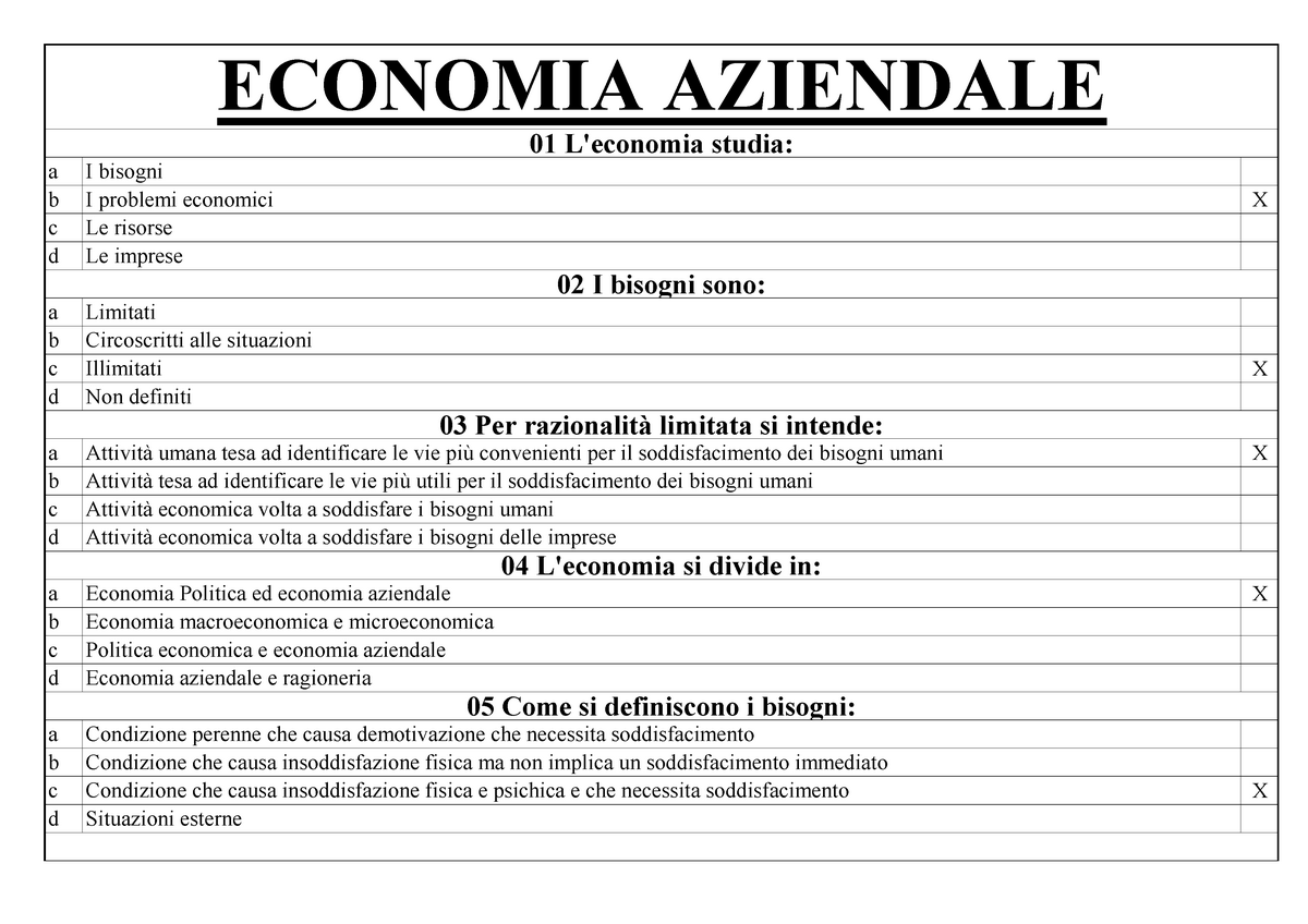 Economia Aziendale Esame Finale Con Test Di Preparazione ...