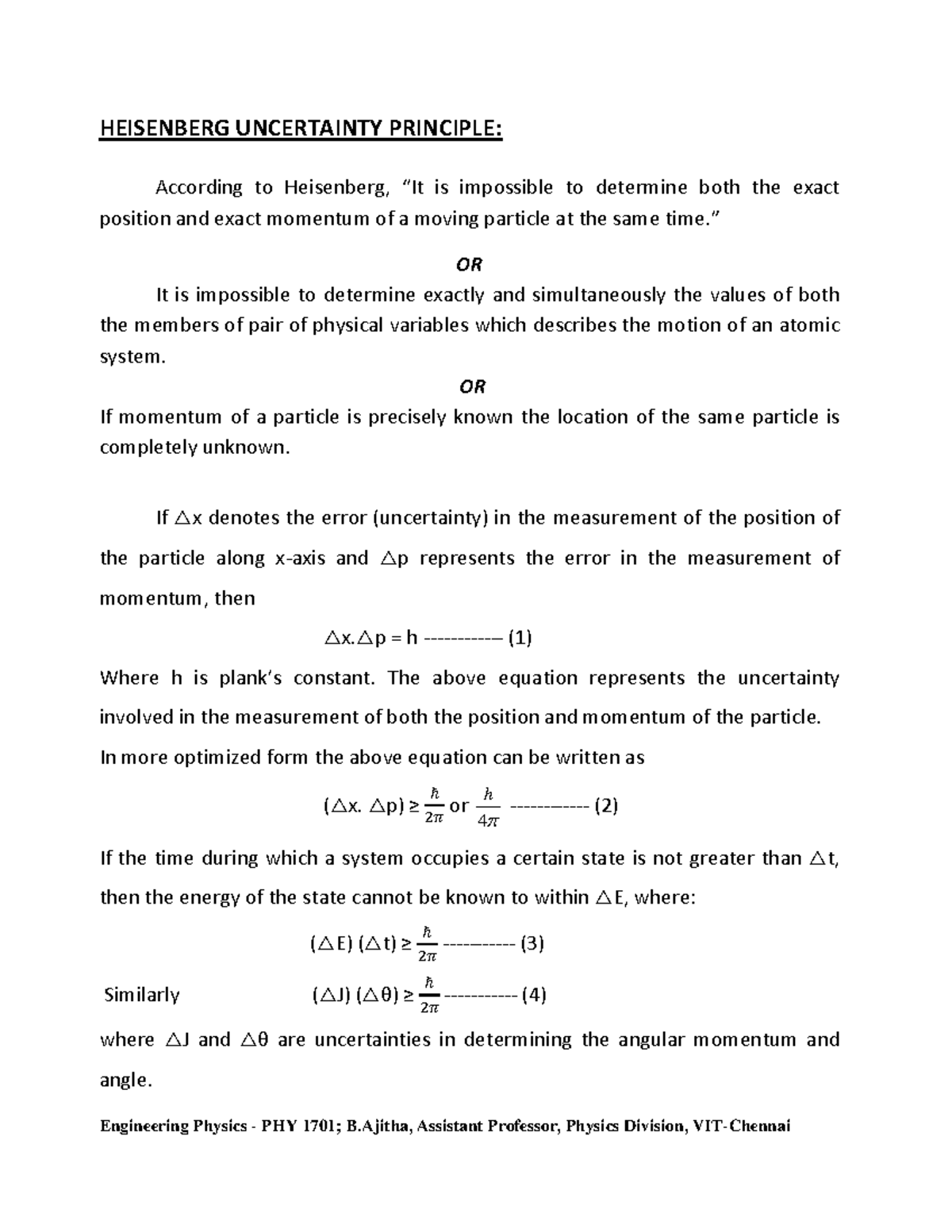 C5 Heisenberg Uncertainty principle Wave function Operators and eigen ...