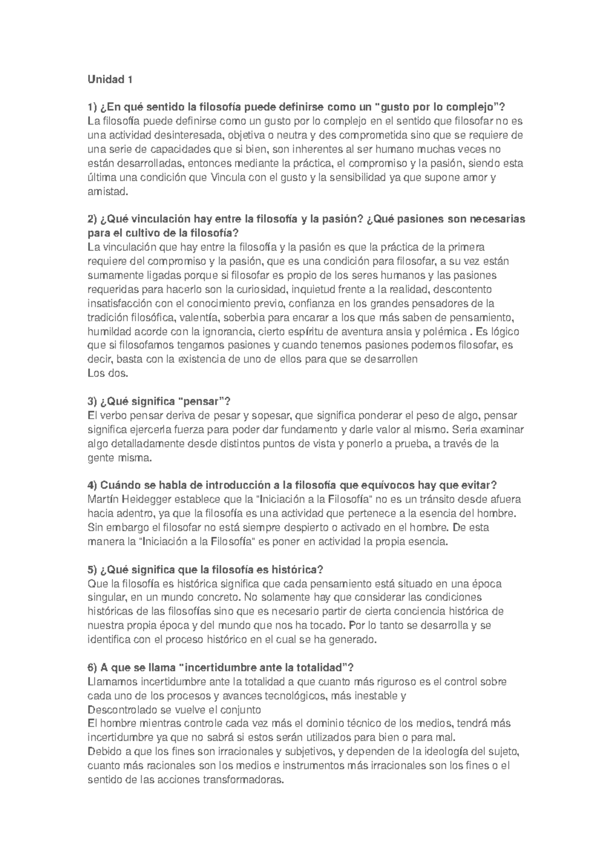 Guia De Preguntas Unidad 1 - Unidad 1 ¿En Qué Sentido La Filosofía ...