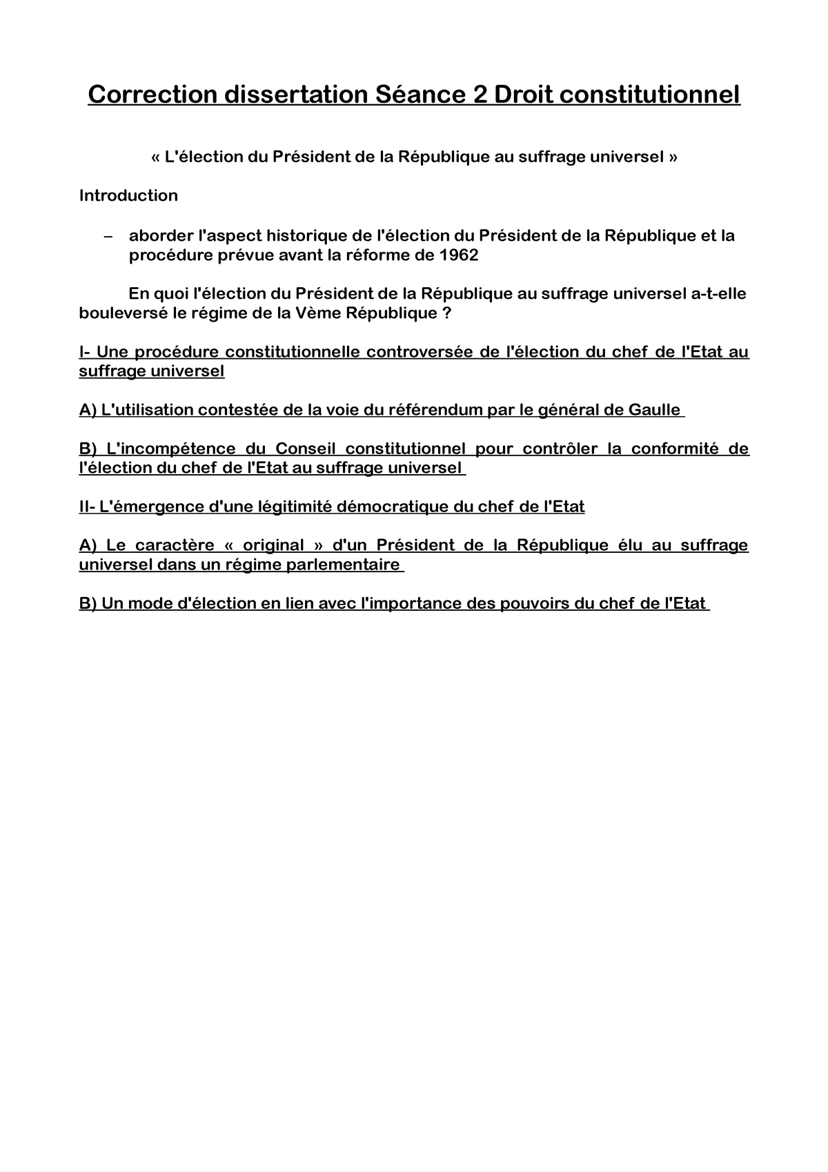 correction dissertation droit constitutionnel