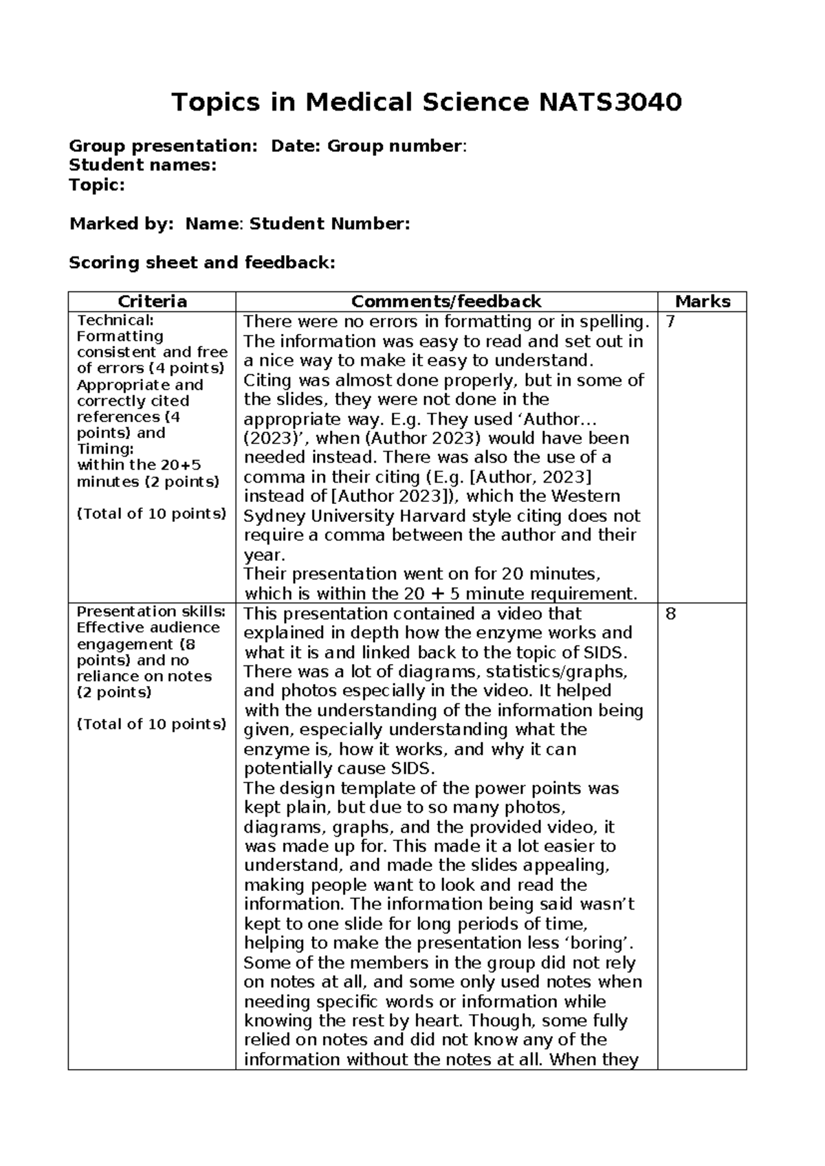Topics in Medical science Oral presentation peer review 1 - Topics in ...