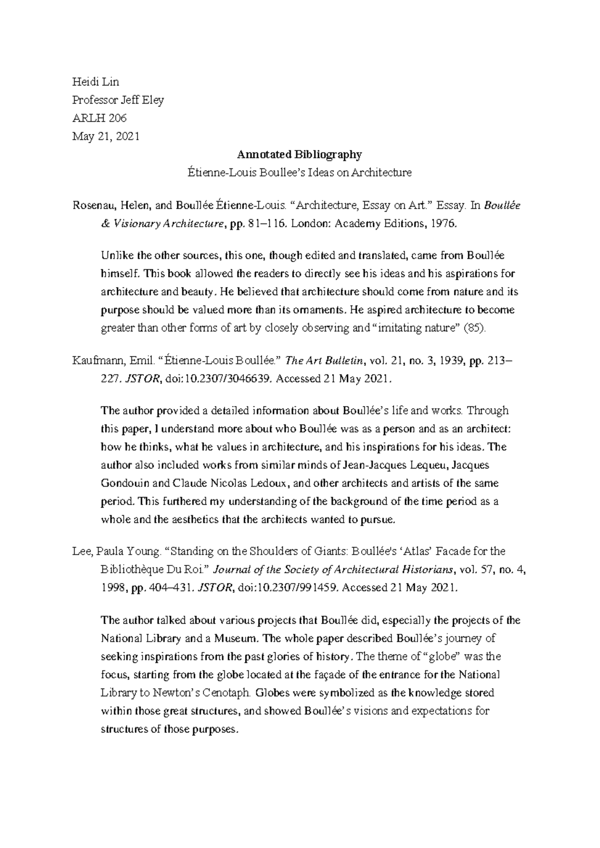 Annotated Bibliography - Heidi Lin Professor Jeff Eley ARLH 206 May 21 ...