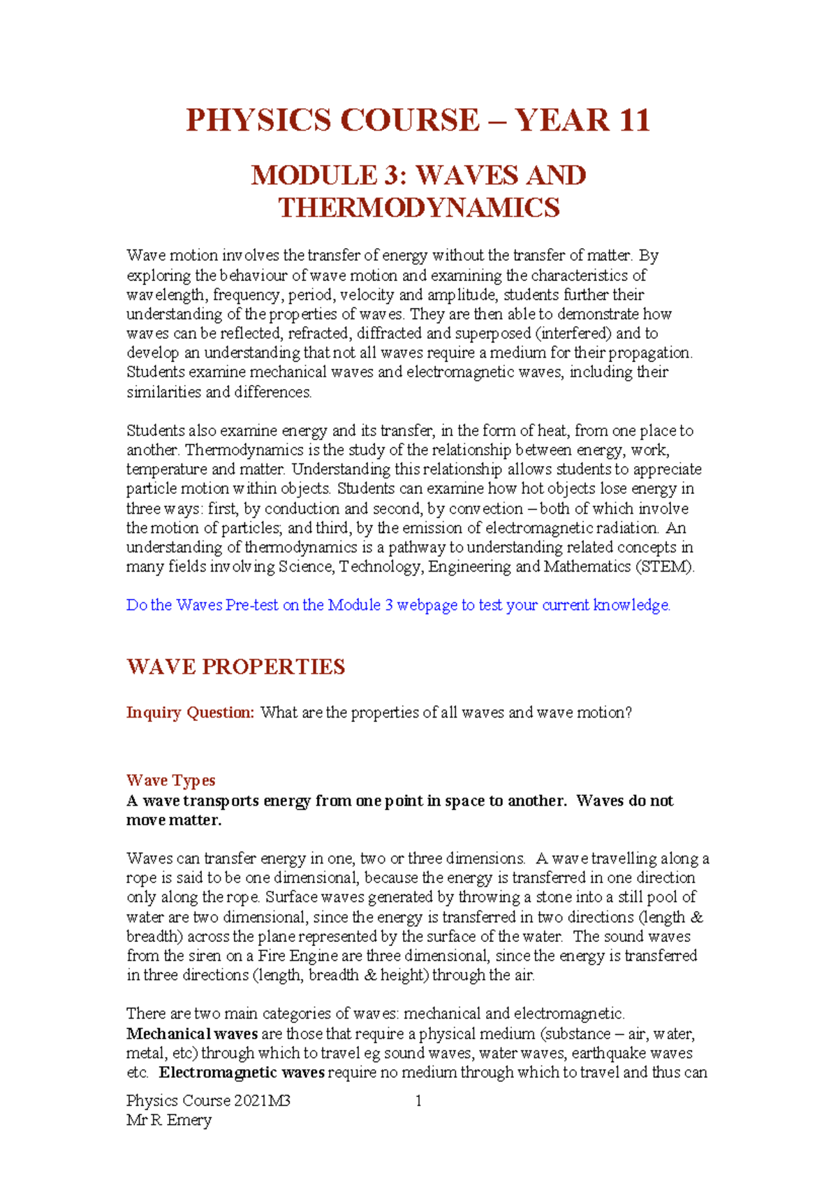 Module 3 Waves And Thermodynamics Physics Course Year 11 Module 3 Waves And Thermodynamics 9944