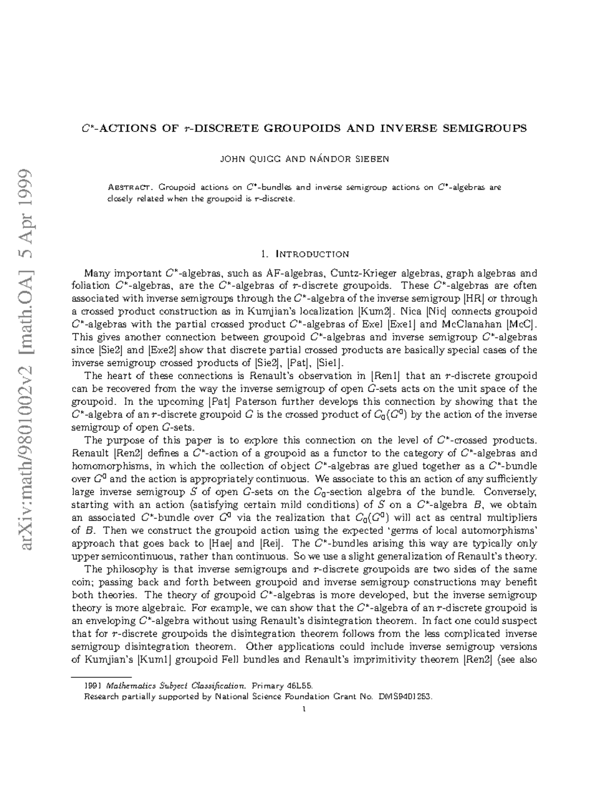 9801002 - Cours - arXiv:math/9801002v2 [math] 5 Apr 1999 C∗-ACTIONS OF ...