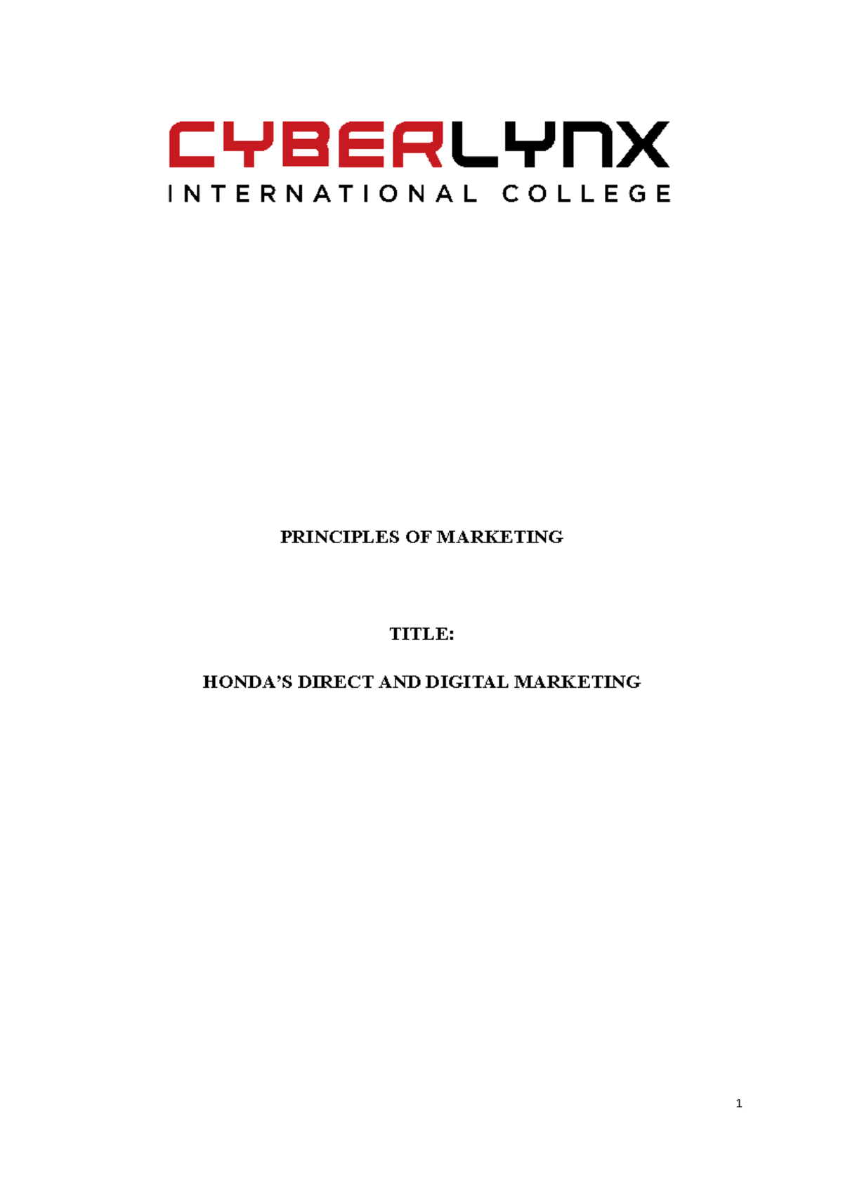 Principle of Marketing Assignment - PRINCIPLES OF MARKETING TITLE ...