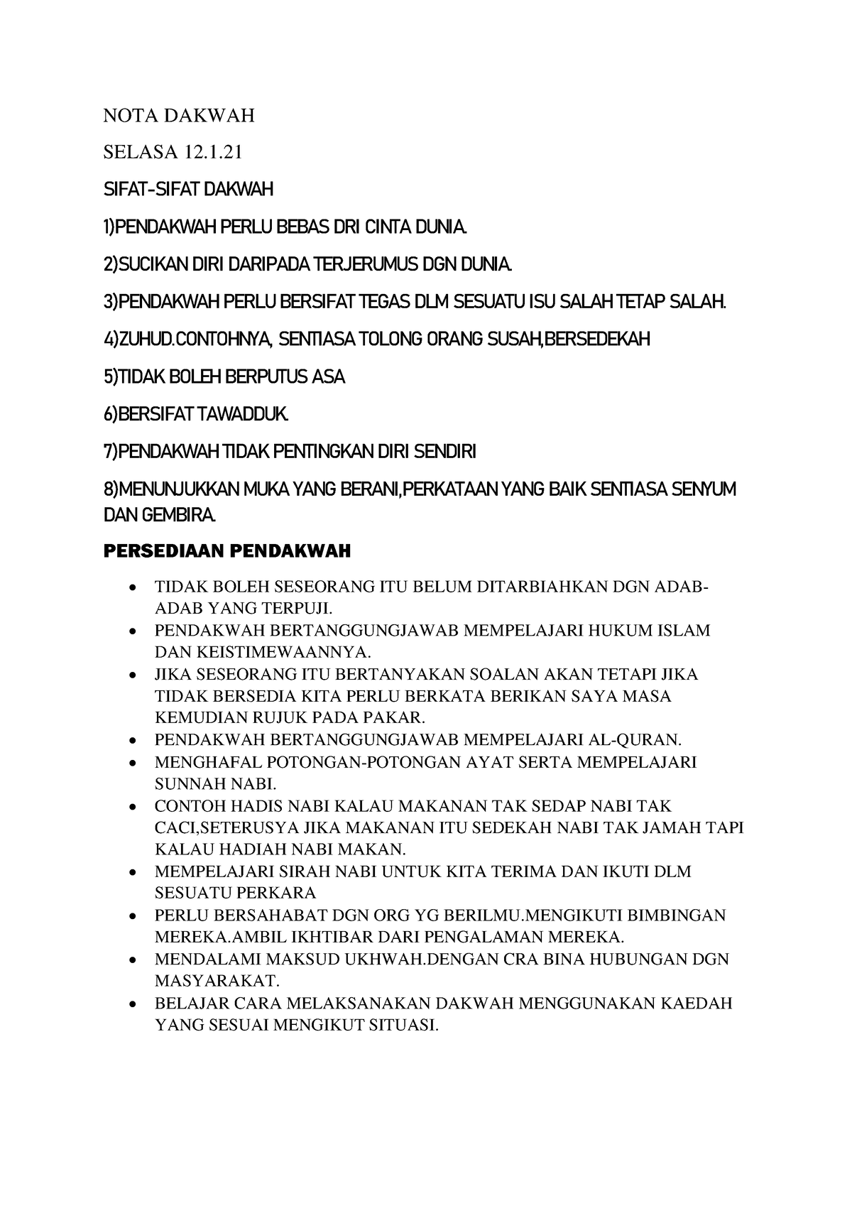 NOTA Dakwah 12 - maaf jika banyak kekurangan - NOTA DAKWAH SELASA 12 ...