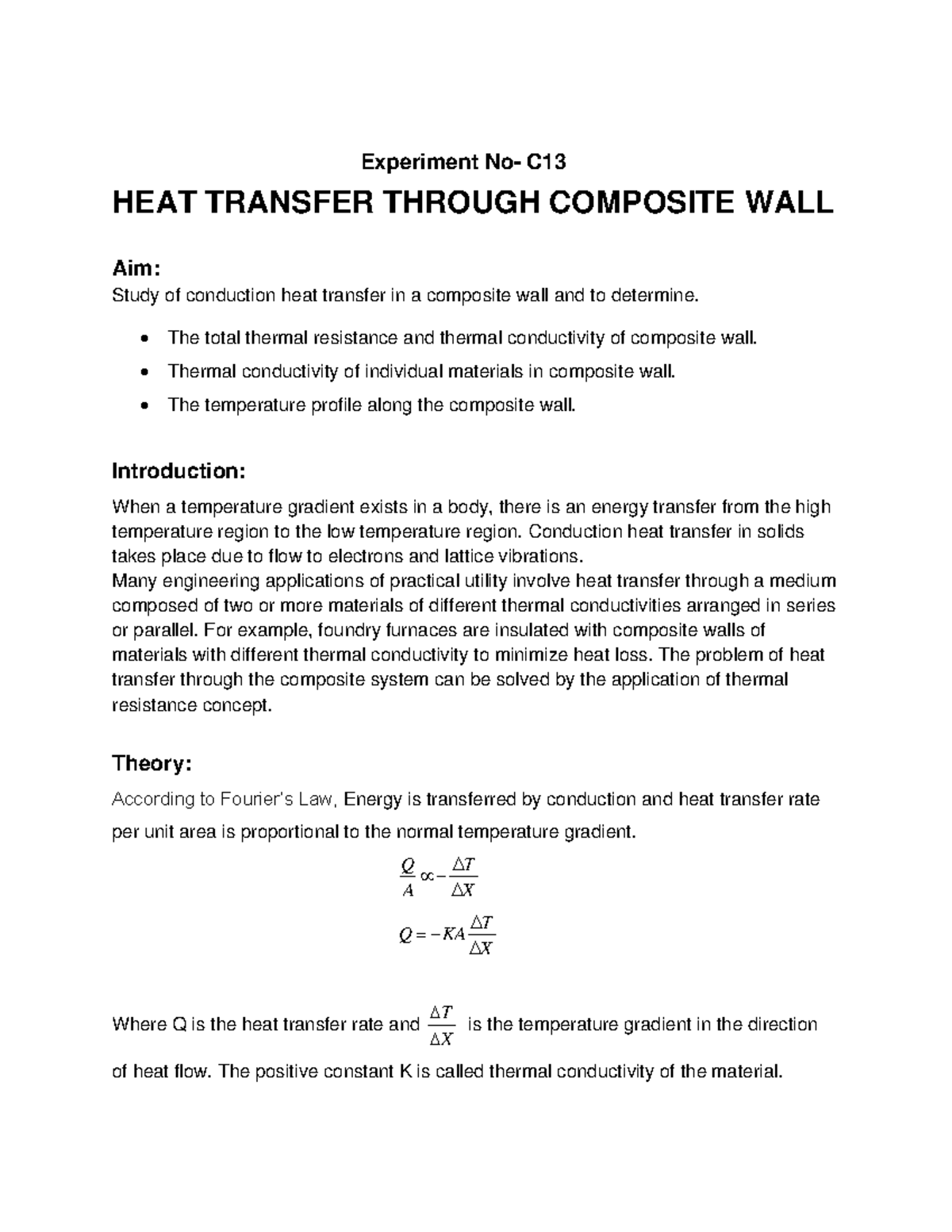 heat transfer through composite wall experiment conclusion