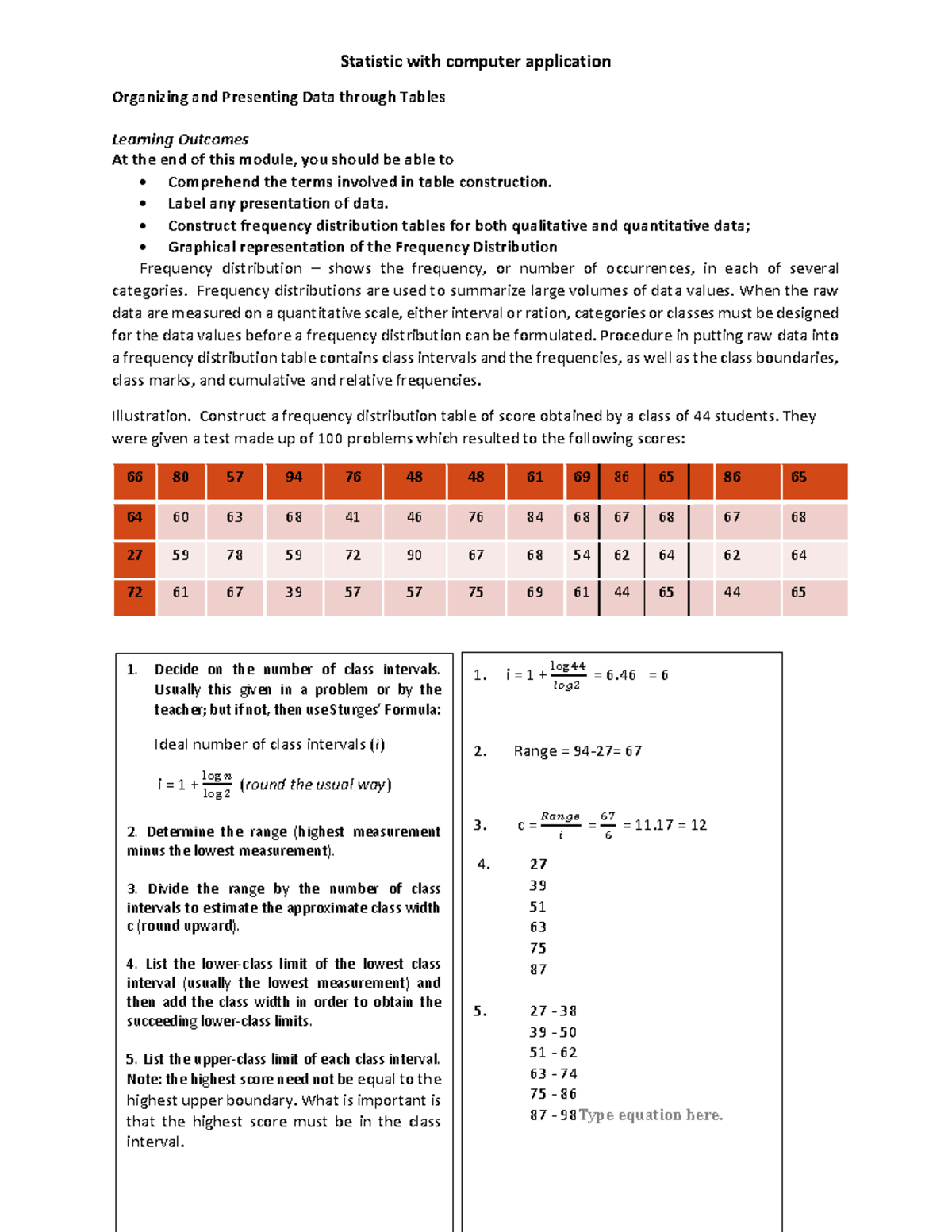 Chapter 4 - N/A - Statistic with computer application Organizing and ...