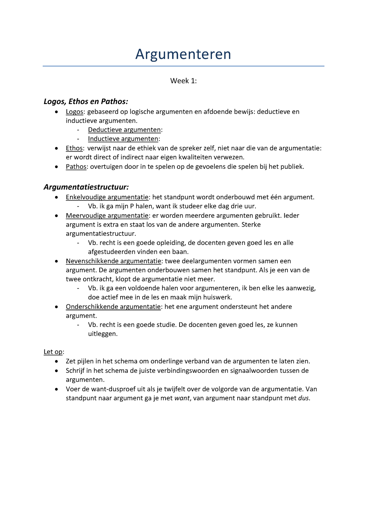 Samenvatting Argumenteren 1 :Compleet - Argumenteren Week 1: Logos ...