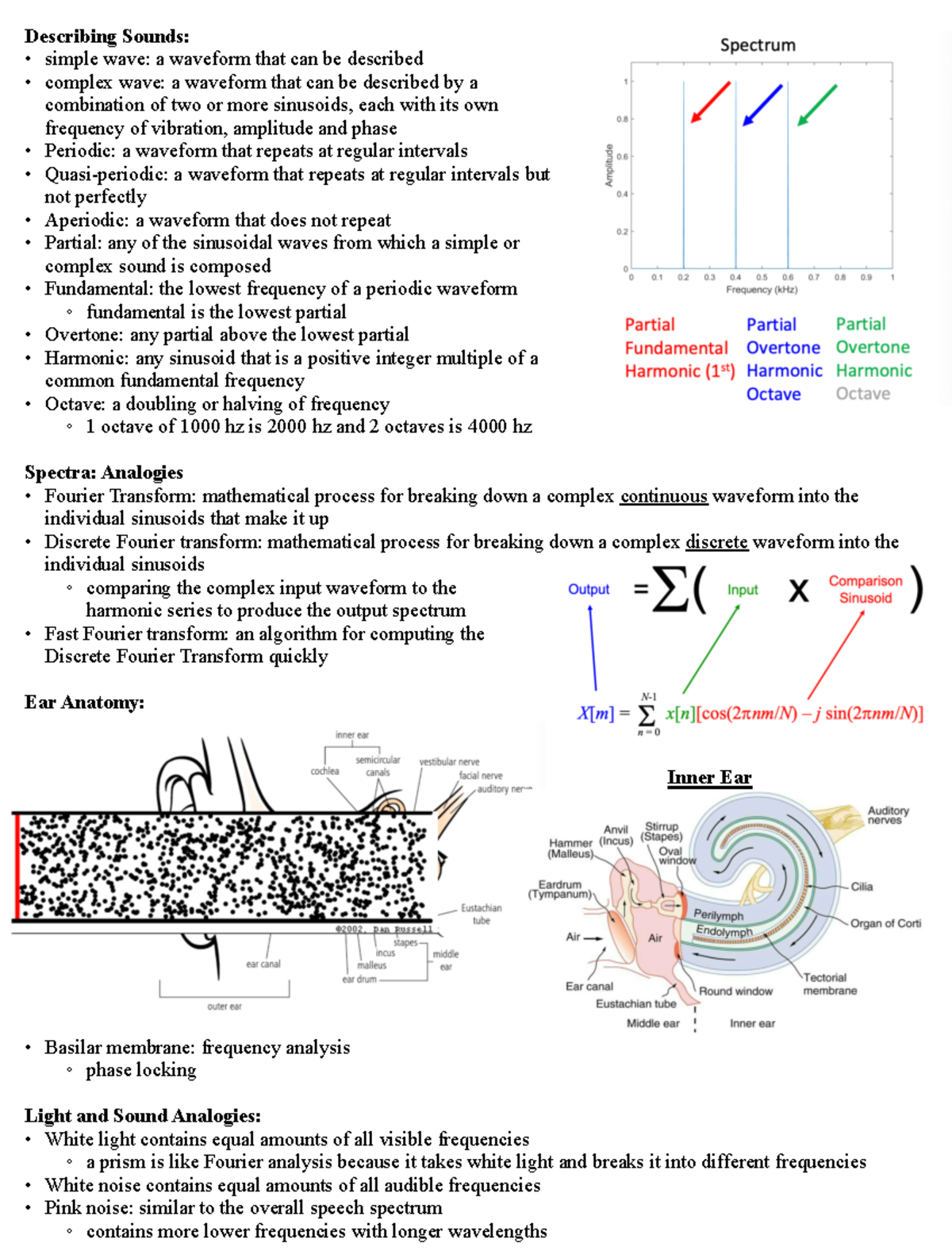 Lecture Notes Chapter 7 - Describing Sounds: simple wave: a waveform ...