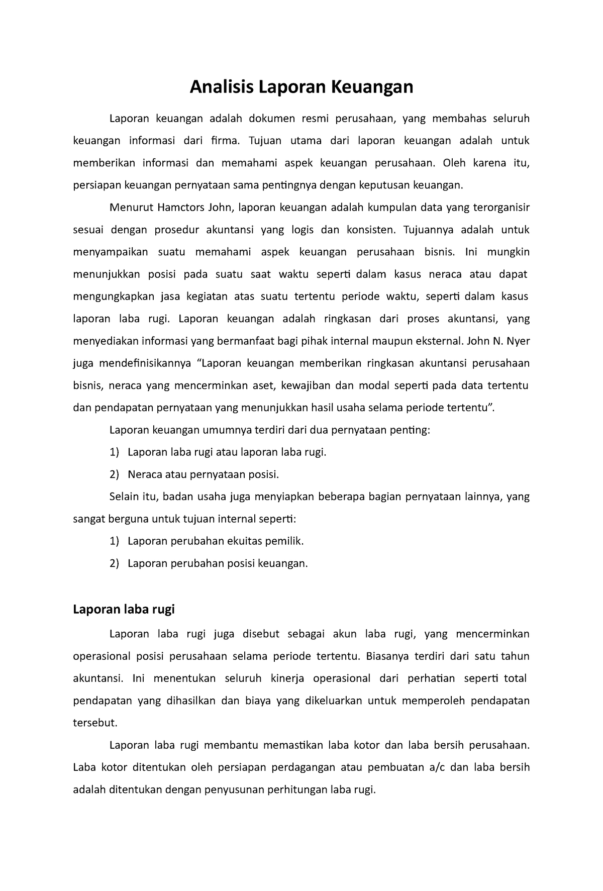 Analisis Laporan Keuangan - Analisis Laporan Keuangan Laporan Keuangan ...