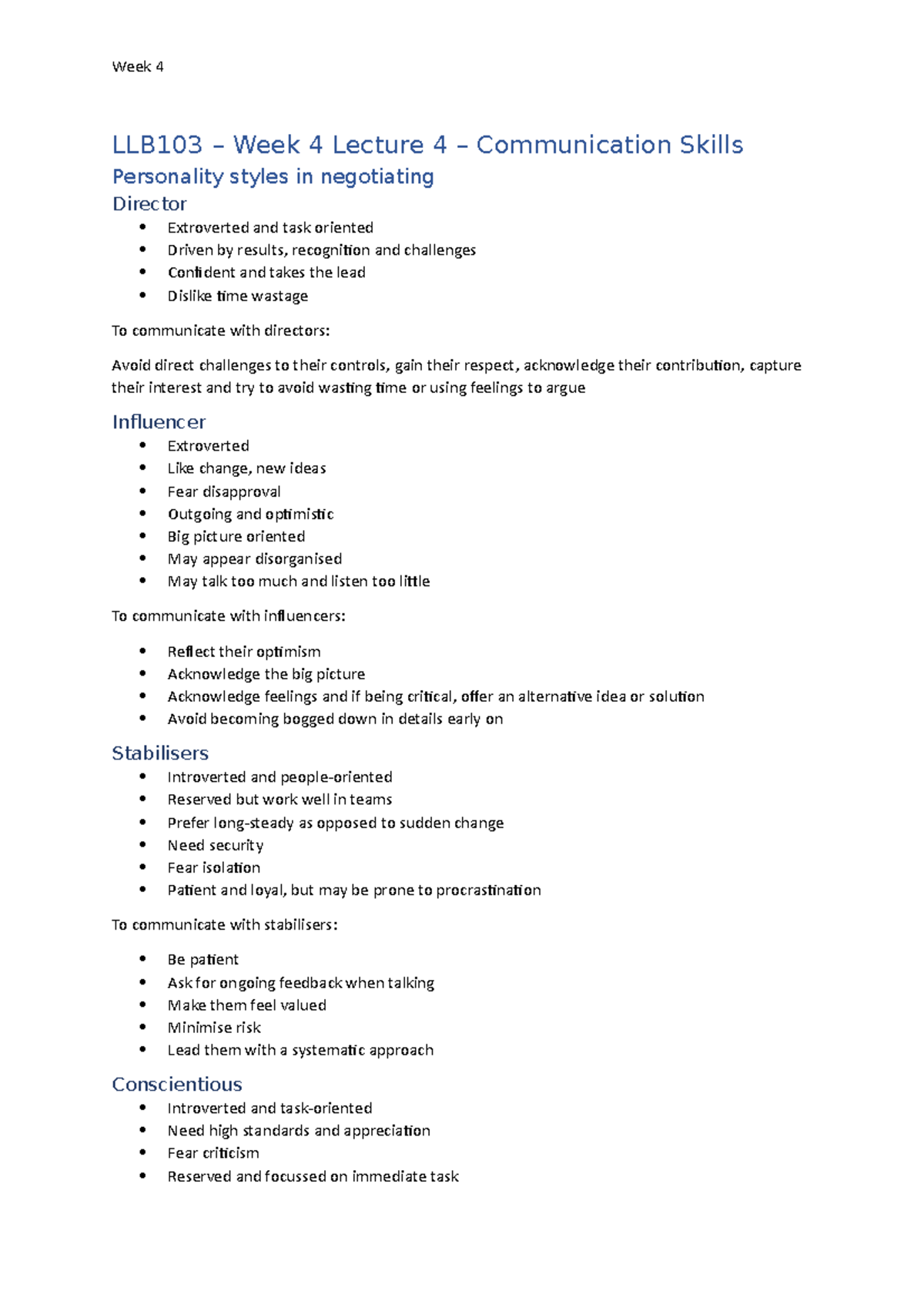 LLB103 - Week 4 Notes - Communication - Week 4 LLB103 – Week 4 Lecture ...