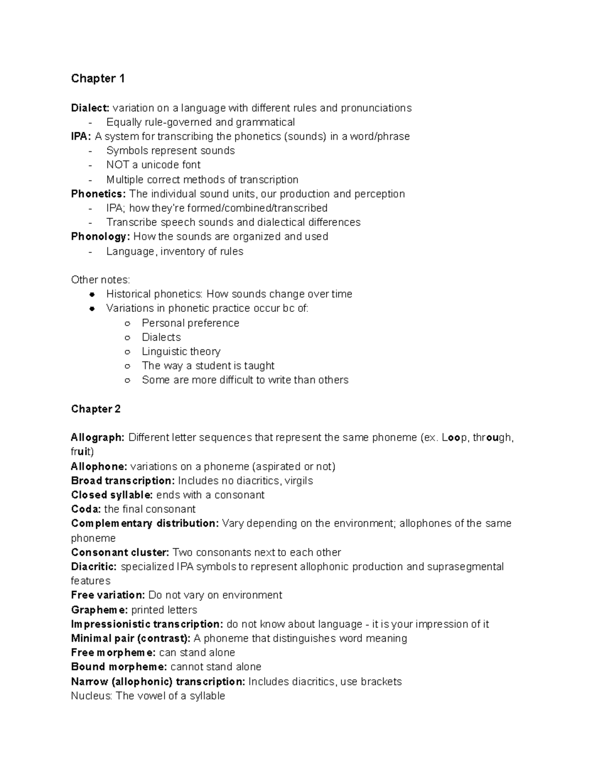 Exam 1 Review - Terms to know for exam 1 - Chapter 1 Dialect: variation ...