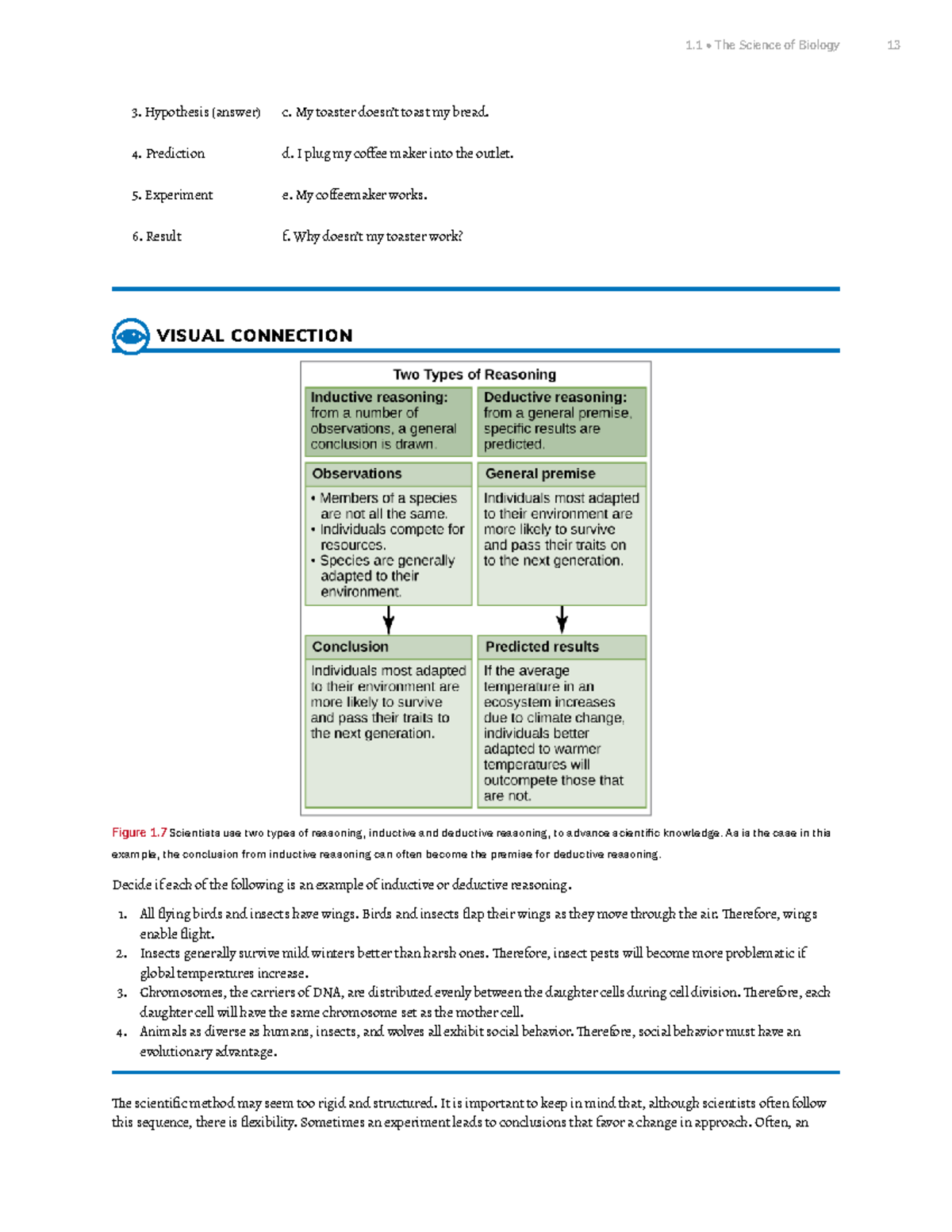 Chapter 1 The Study of Life Part 3 Hypothesis (answer) c. My toaster
