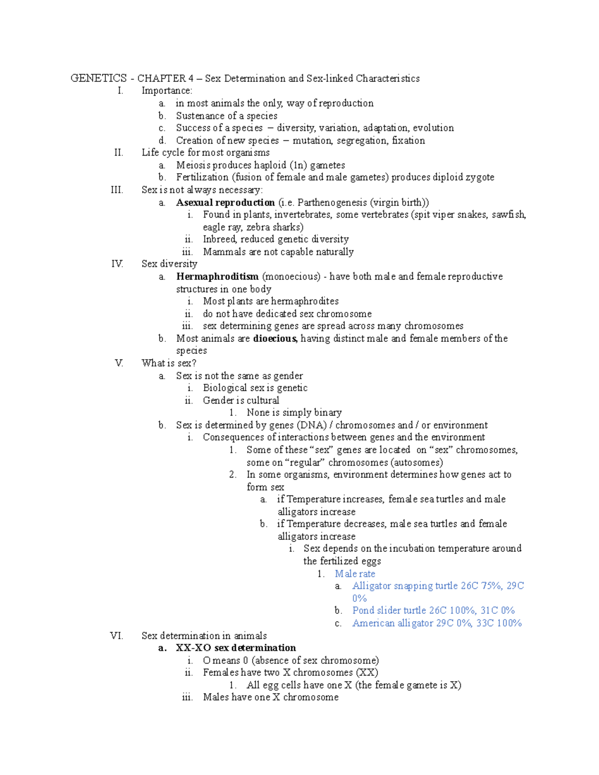 2021 Genetics Lecture Notes Week4 Genetics Chapter 4 Sex Determination And Sex Linked 