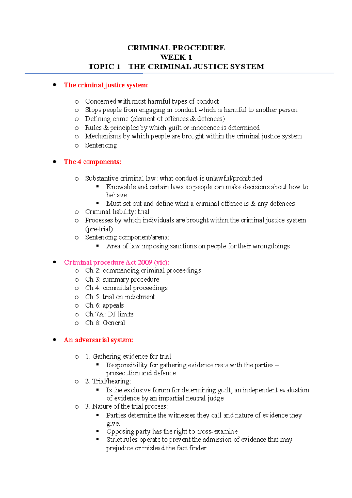 Criminal procedure lecture - week 1 - CRIMINAL PROCEDURE WEEK 1 TOPIC 1 ...