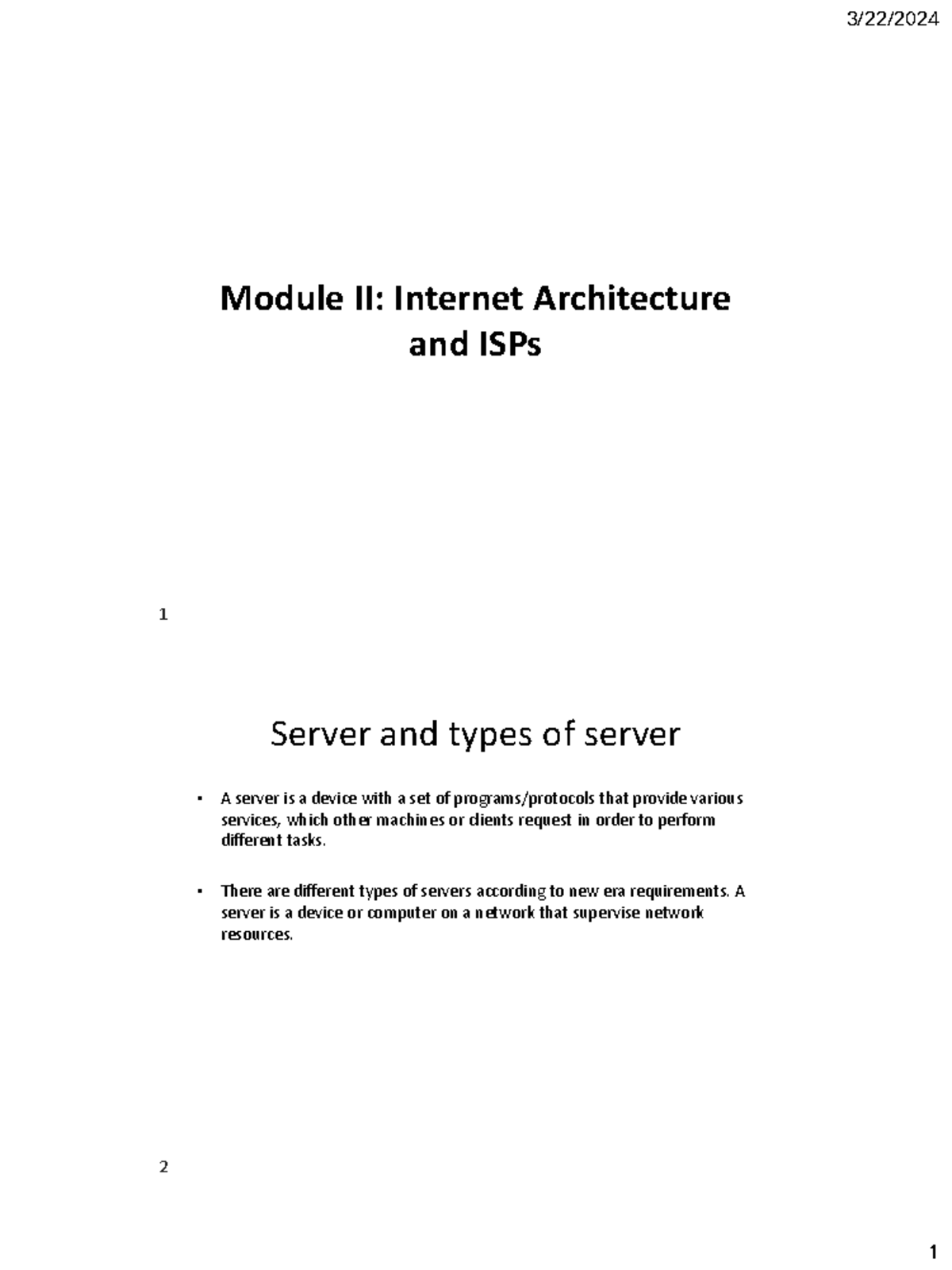 Module 2 - itechnology - Module II: Internet Architecture and ISPs ...