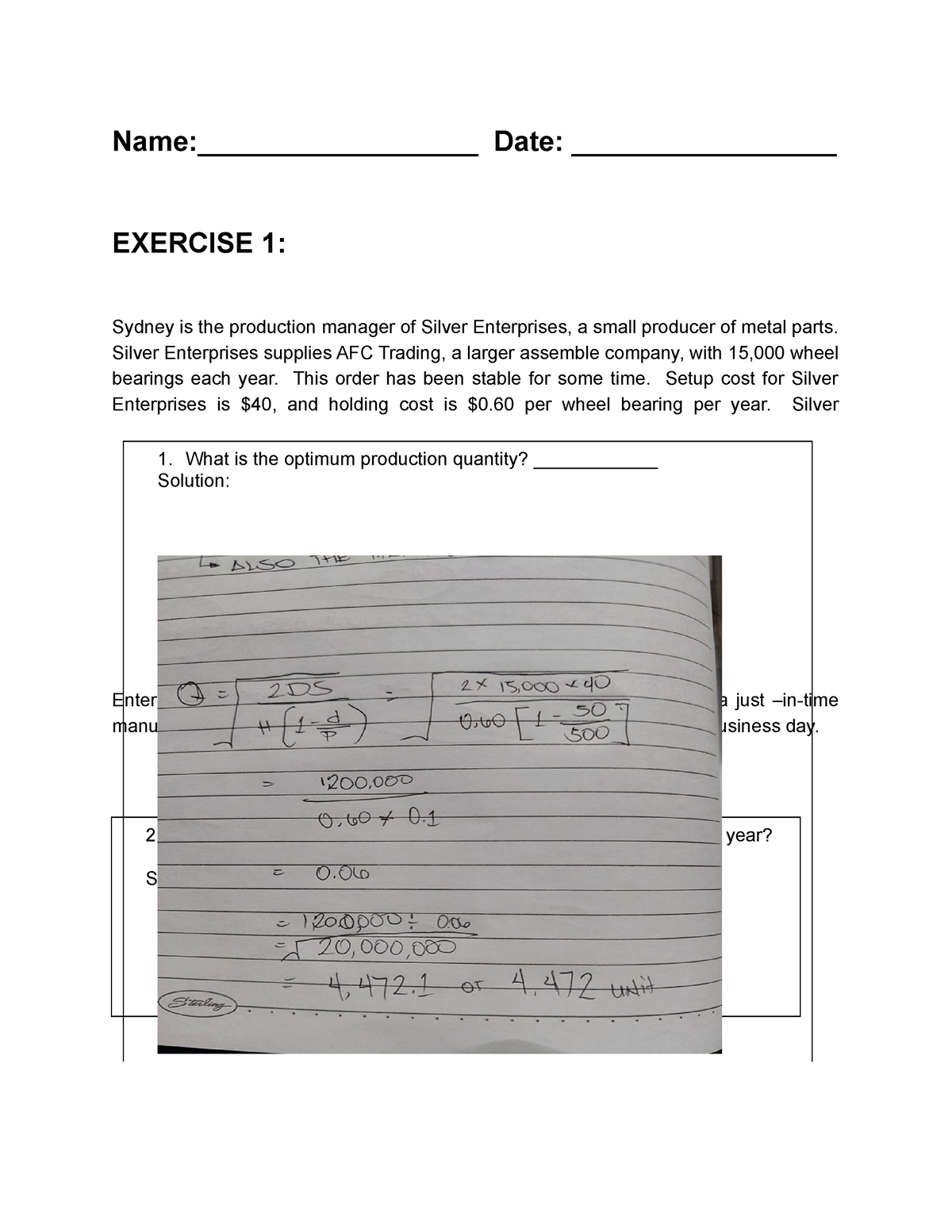 exercise-2-production-lot-size-name-date