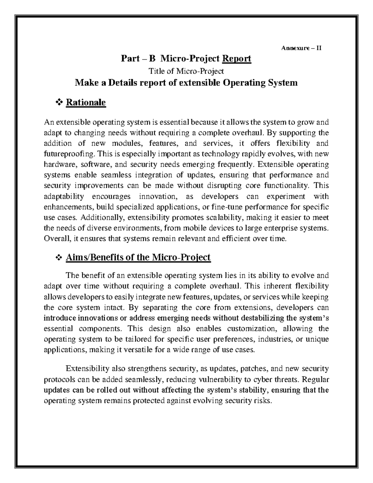 Osy final - Micro project osy - Annexure – II Part – B Micro-Project ...