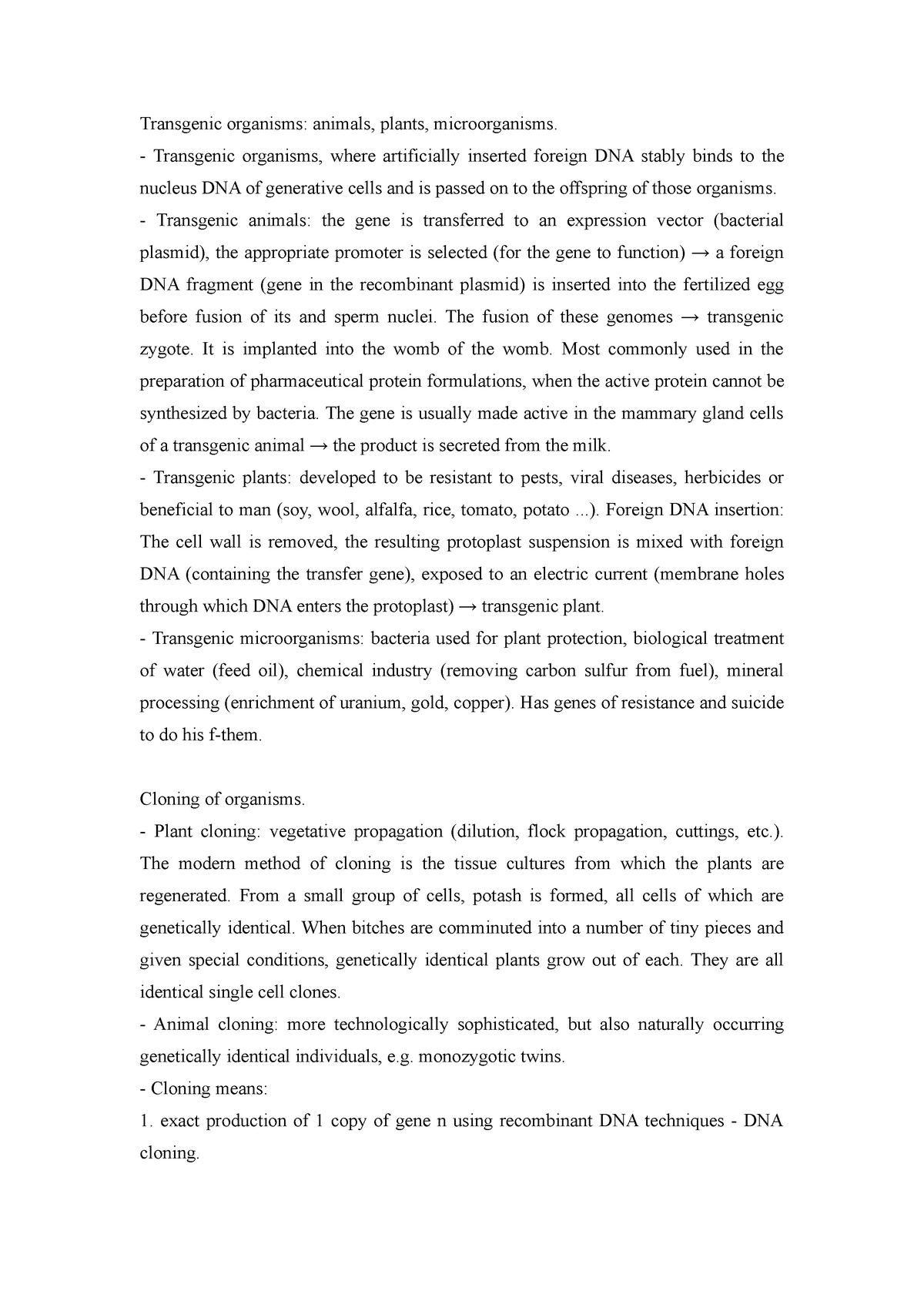 Transgenic organisms- animals, plants, microorganisms - Transgenic ...