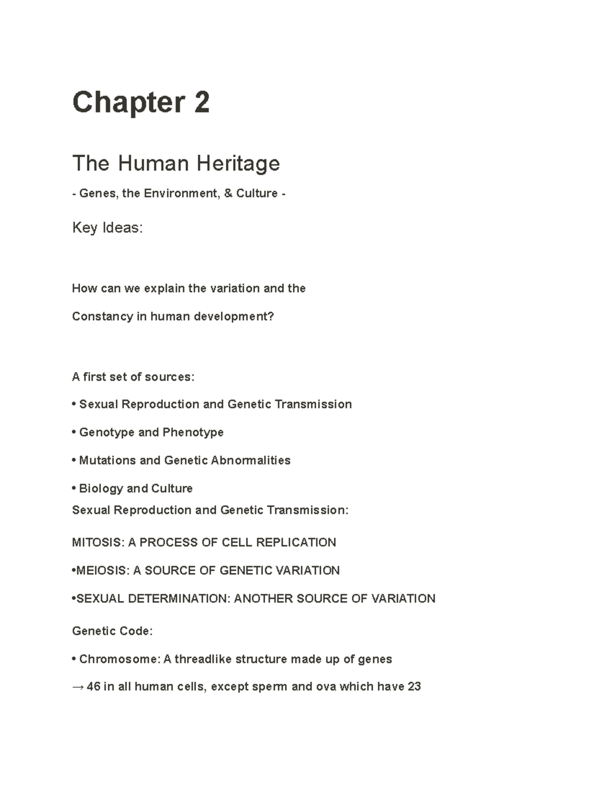 Human Development Chapter 2 Part 1 - Chapter 2 The Human Heritage Genes ...