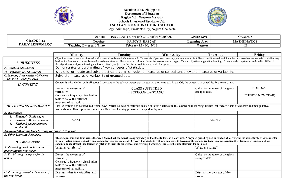 Feb 12-16, 2018 - lecture notes - Republic of the Philippines ...