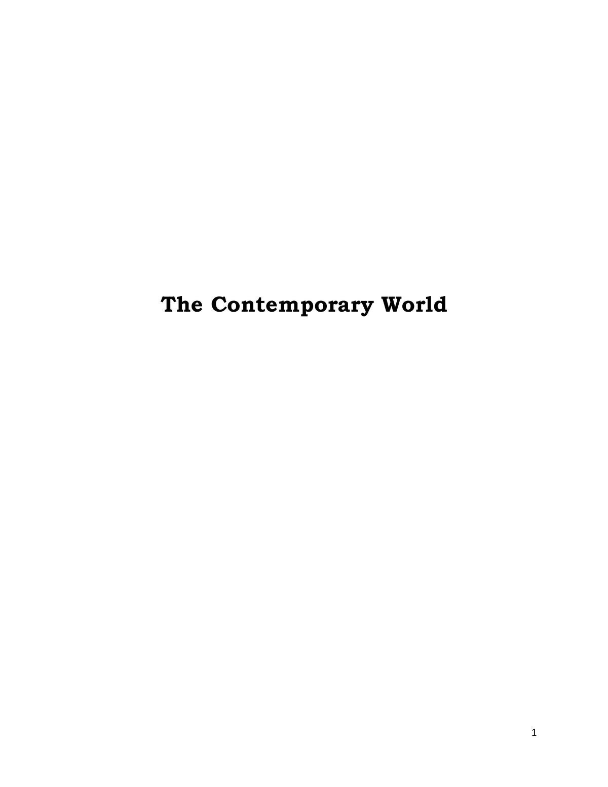 The-Contemporary-World- Prelim- Modules - The Contemporary World List ...