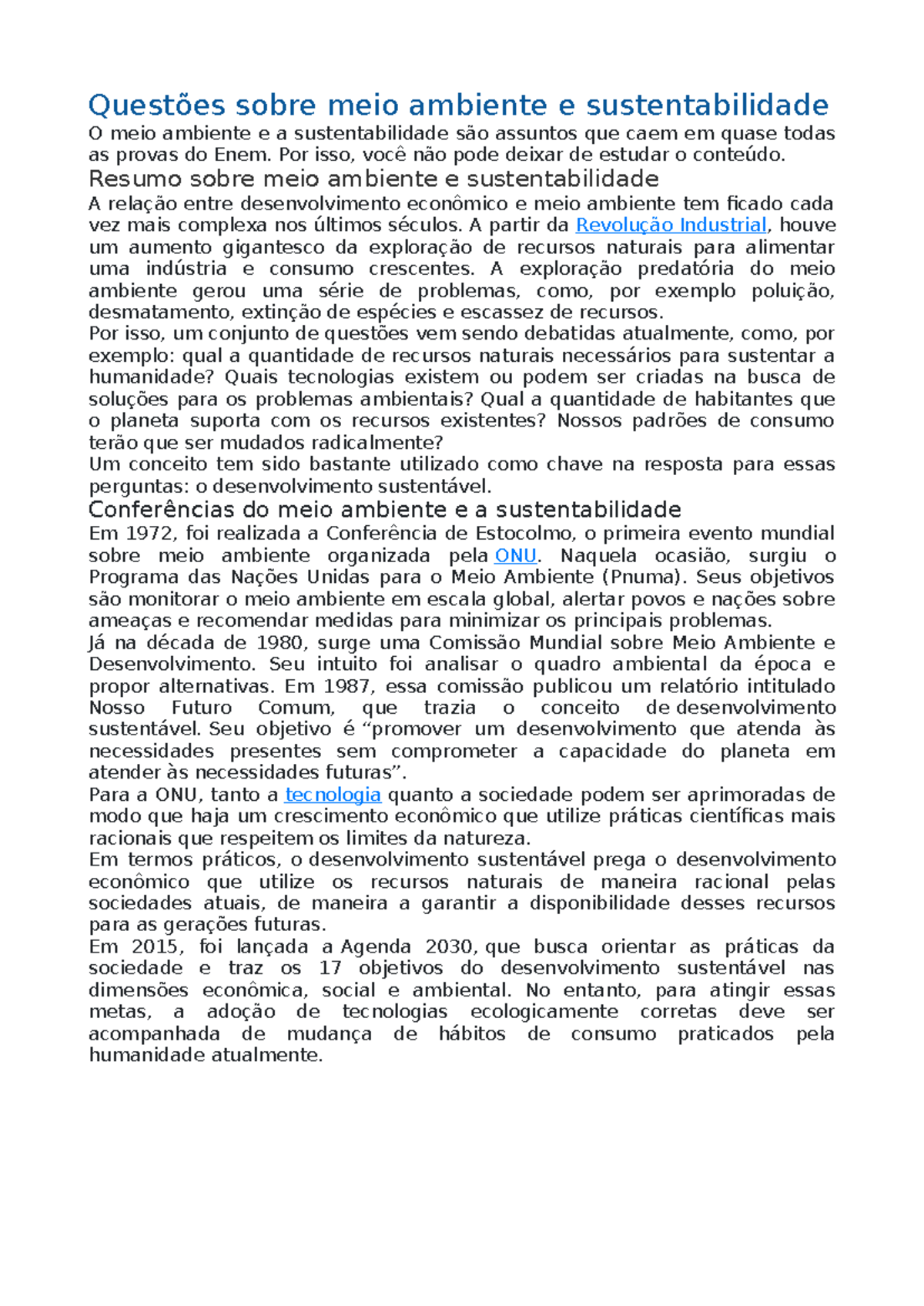 Questões sobre meio ambiente e sustentabilidade - Por isso, você não ...