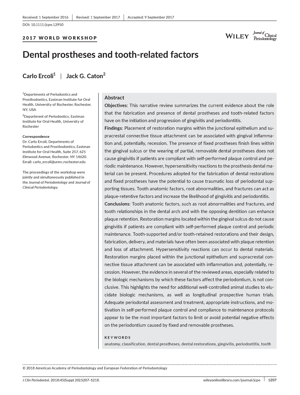 10) Dental prostheses and tooth-related factors - J Clin Periodontol ...