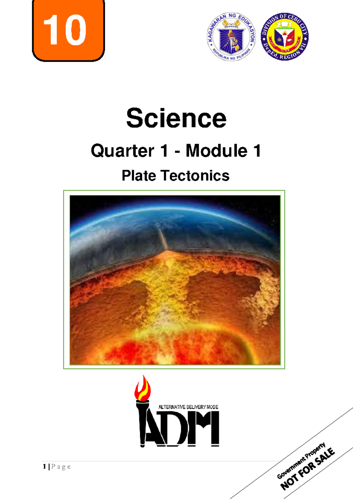 1 Q1 Science   Science Quarter 1   Module 1 Plate Tectonics 10 Quarter