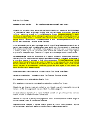 Los Desastres No Son Naturales Studocu