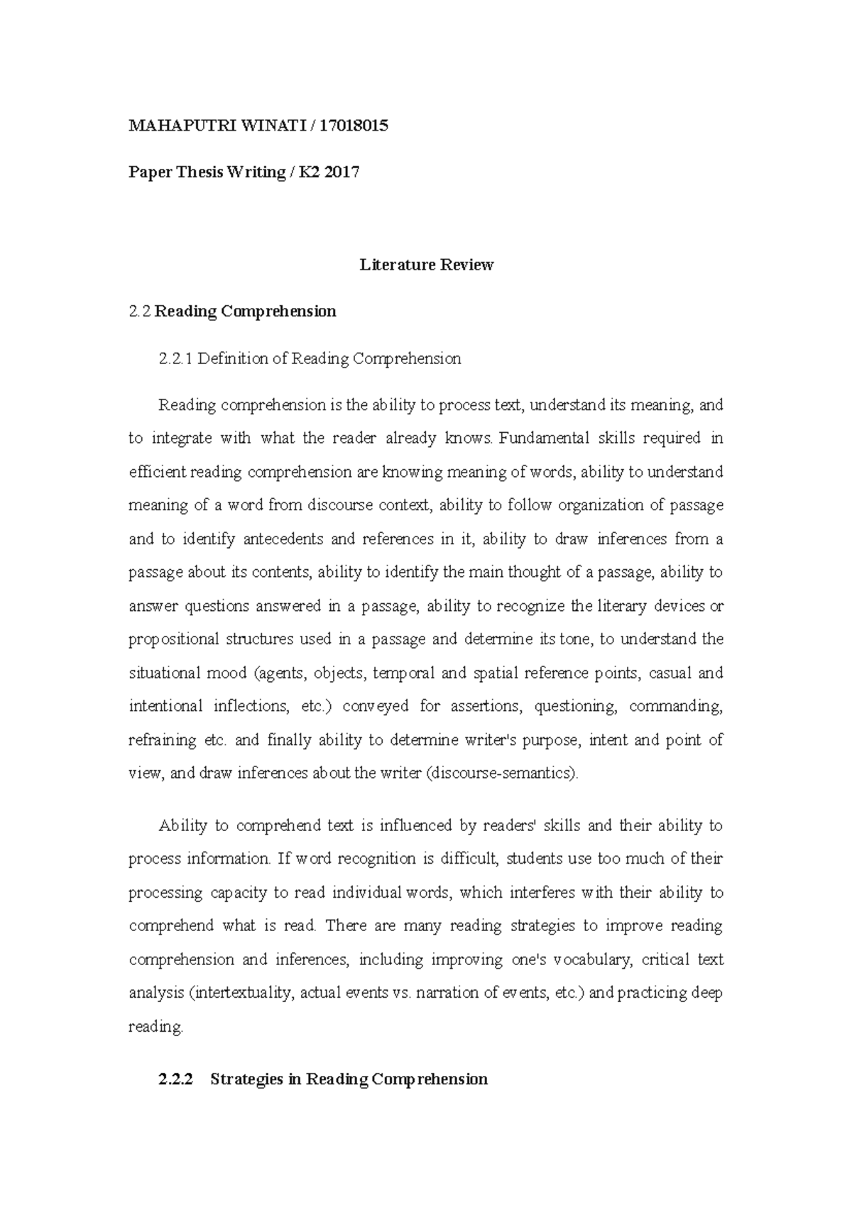Chapter Ii Ptw Lanjutan Mahaputri Winati 17018015 Paper Thesis
