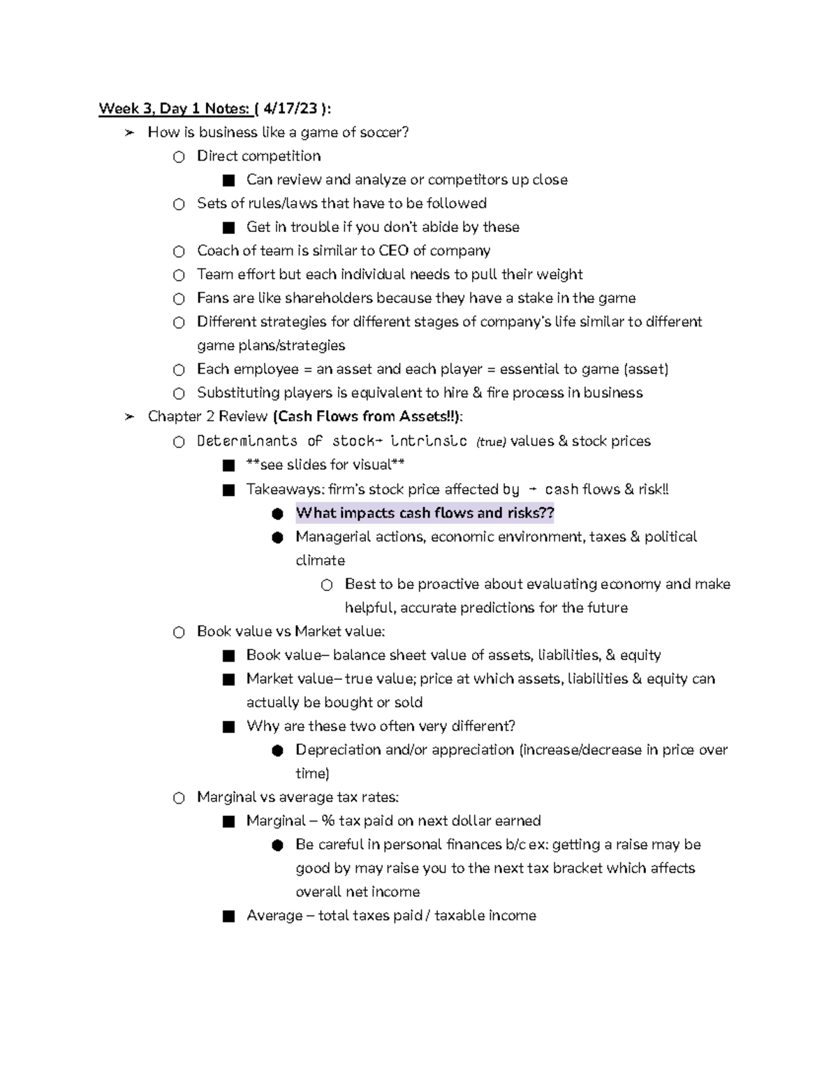 BUS 342 Weekly Notes - Week 3, Day 1 Notes: ( 4/17/23 ): How is ...