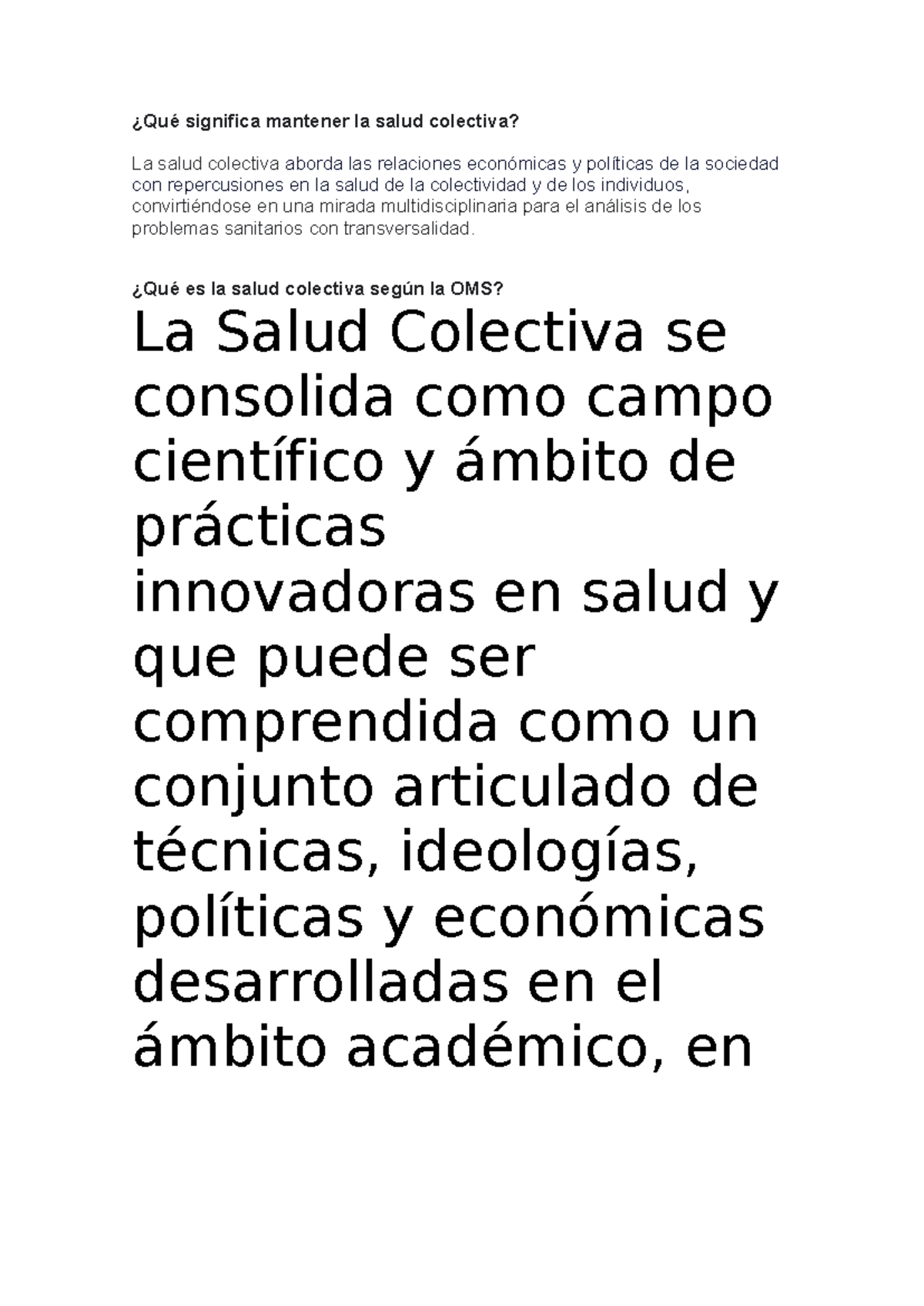 Salud Colectiva ¿qué Significa Mantener La Salud Colectiva La Salud Colectiva Aborda Las 2552