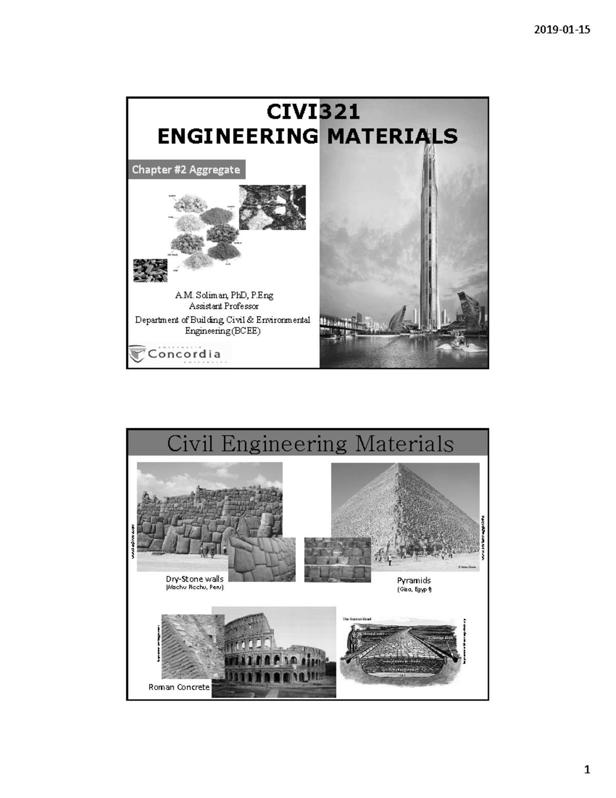 Aggregate lecture (students) - 2019‐01‐15 CIVI321 ENGINEERING MATERIALS ...