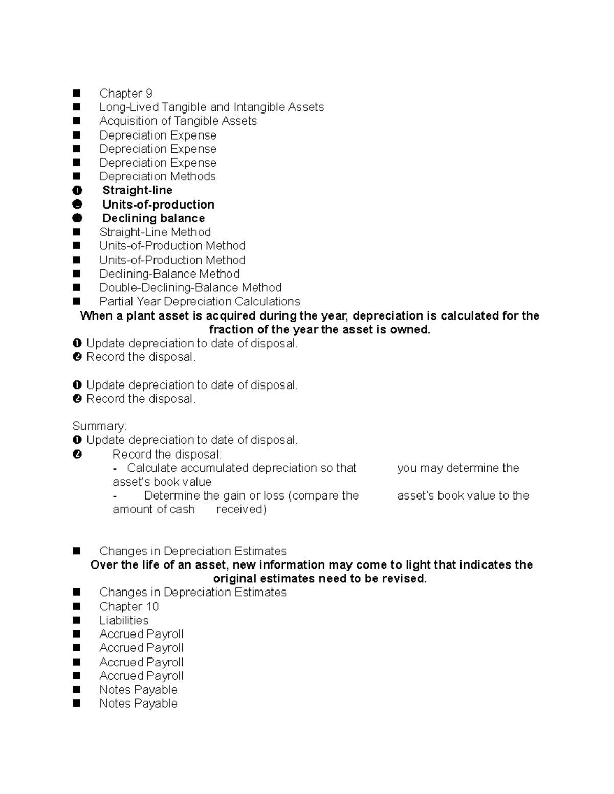 Outline - Notes - Chapter 9 Long-Lived Tangible and Intangible Assets ...
