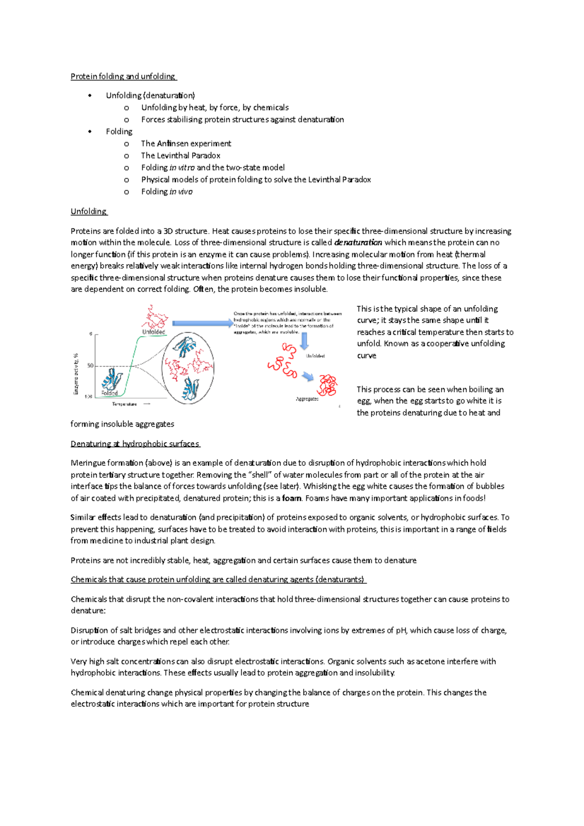 Molecules and cells lecture 19 - Protein folding and unfolding ...