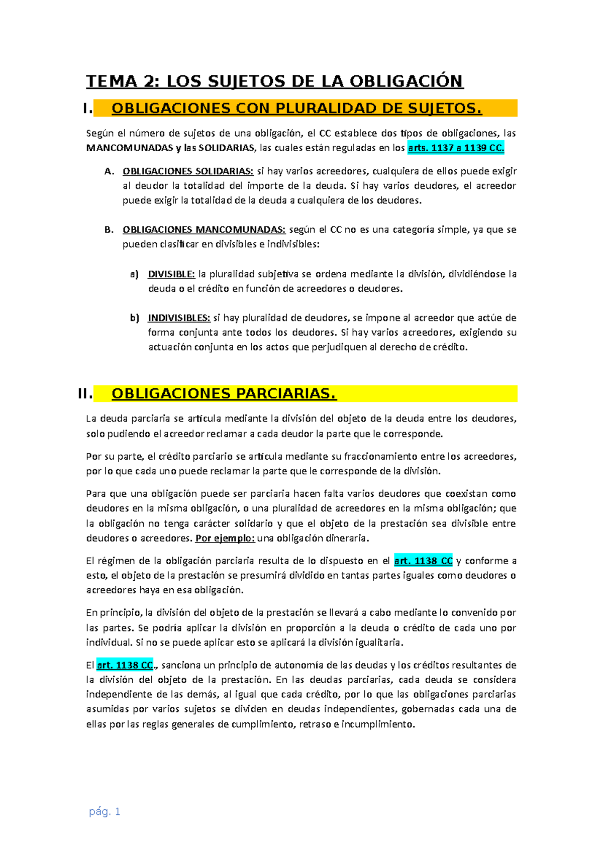 Tema 2 Derecho De Obligaciones Y Contratos Civiles - TEMA 2: LOS ...