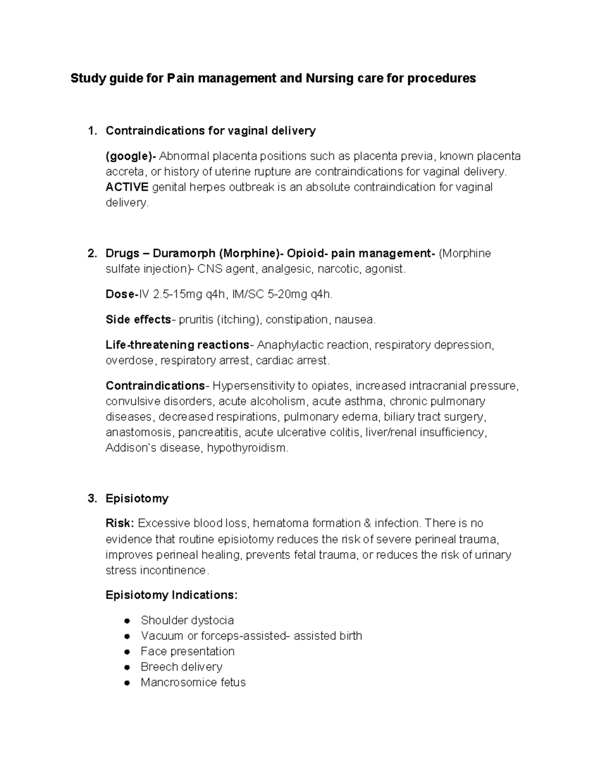 402SG 2 Pain management Study guide for Pain management and Nursing