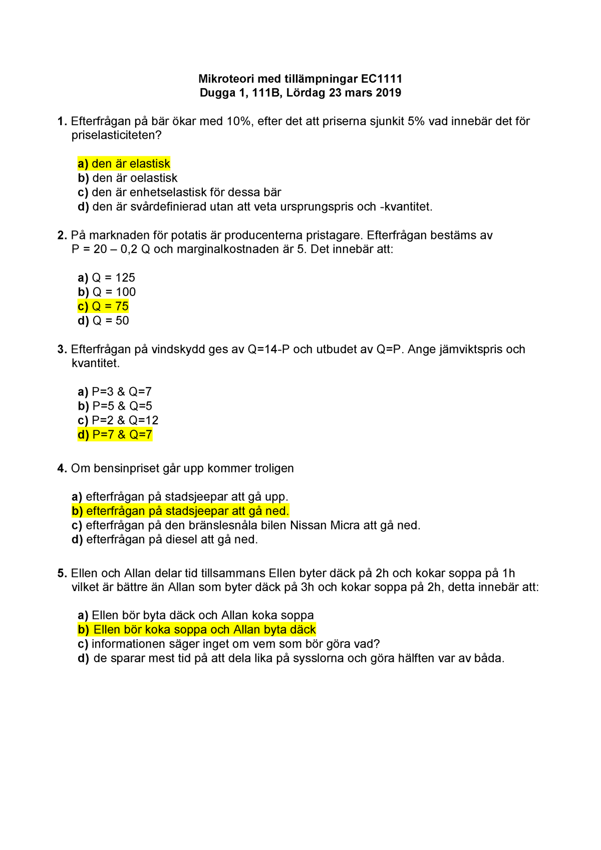 Dugga Mikroekonomi - Mikroteori Med Tillämpningar EC Dugga 1, 111B ...