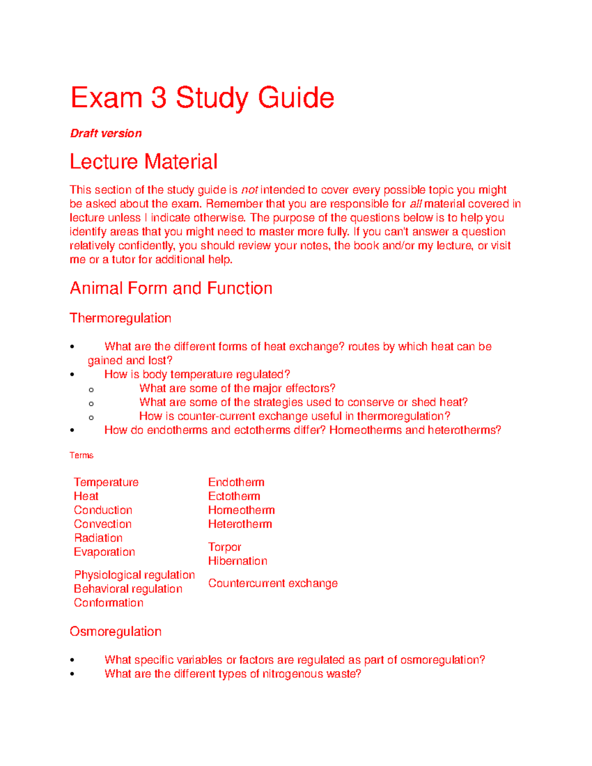 Exam 3 Study Guide - Dr. Cullum - Exam 3 Study Guide Draft version ...