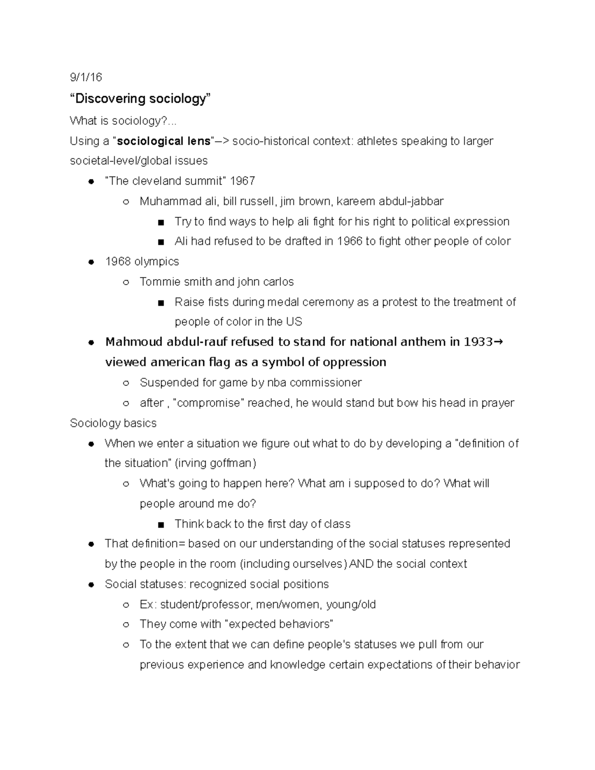 Soci201 Exam 1 And 2 Notes - 9/1/ “Discovering Sociology” What Is ...