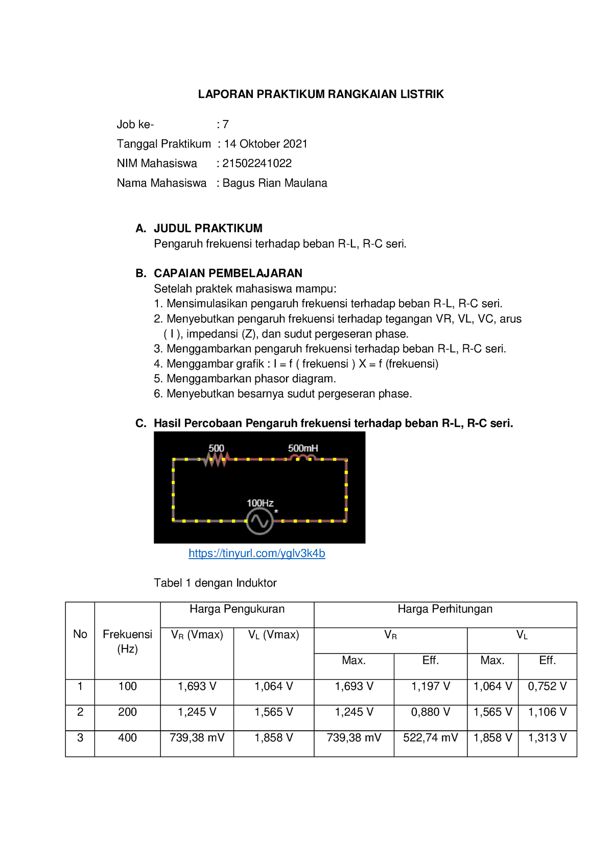 21502241022 BAG Lap RL 7 - LAPORAN PRAKTIKUM RANGKAIAN LISTRIK Job Ke ...